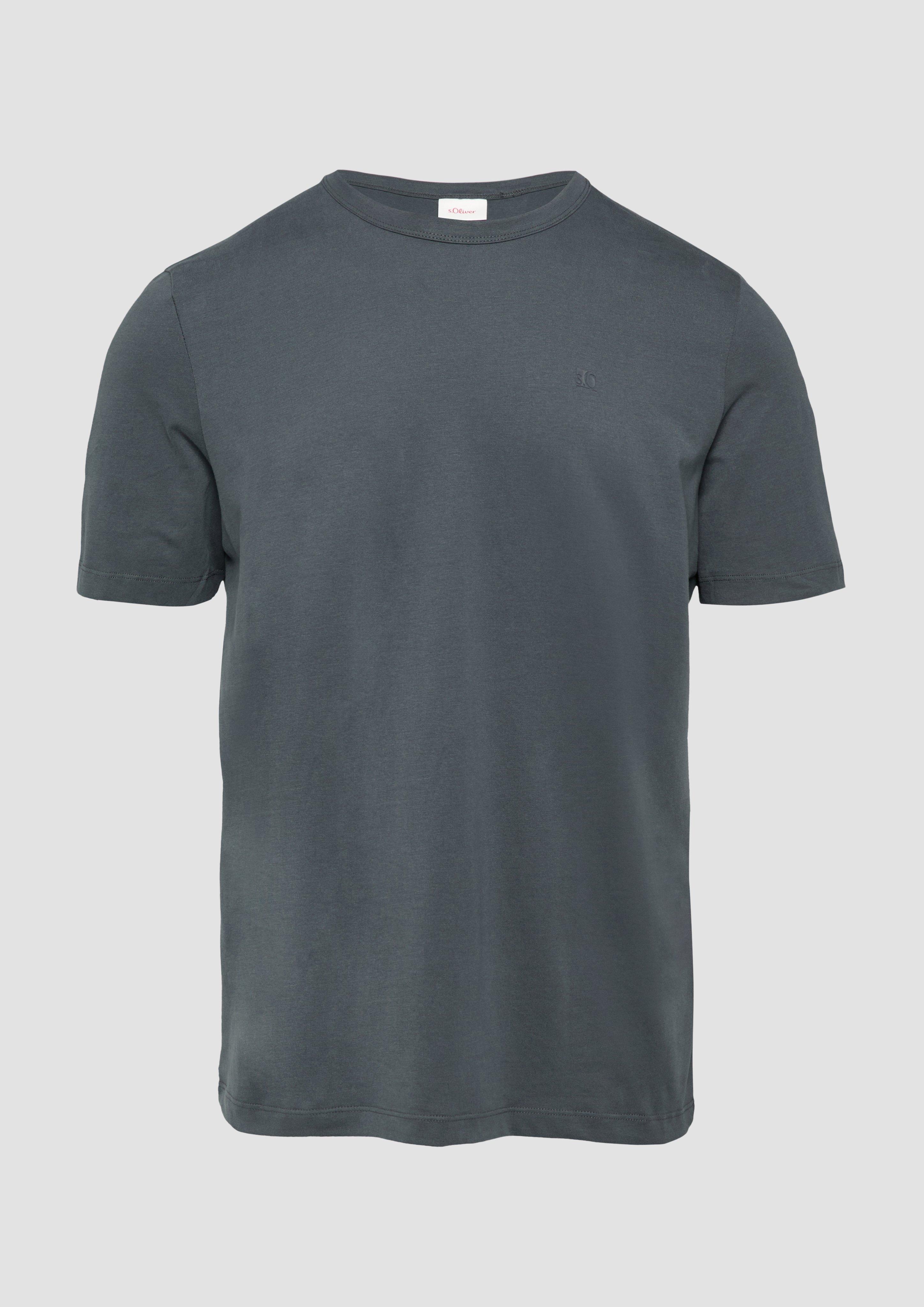 s.Oliver - T-Shirt mit Logo-Detail, Herren, grau