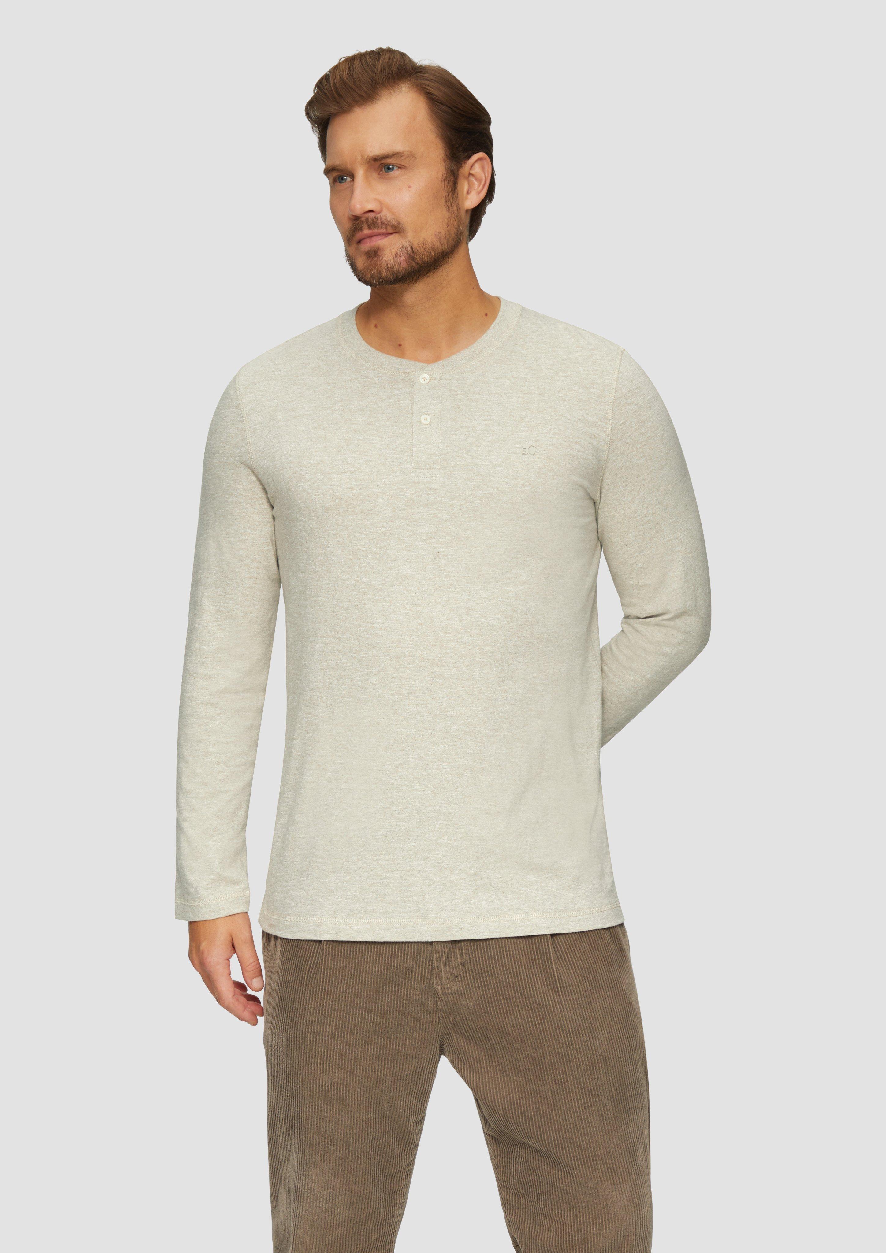 S.Oliver Meliertes Longsleeve mit Henley-Ausschnitt