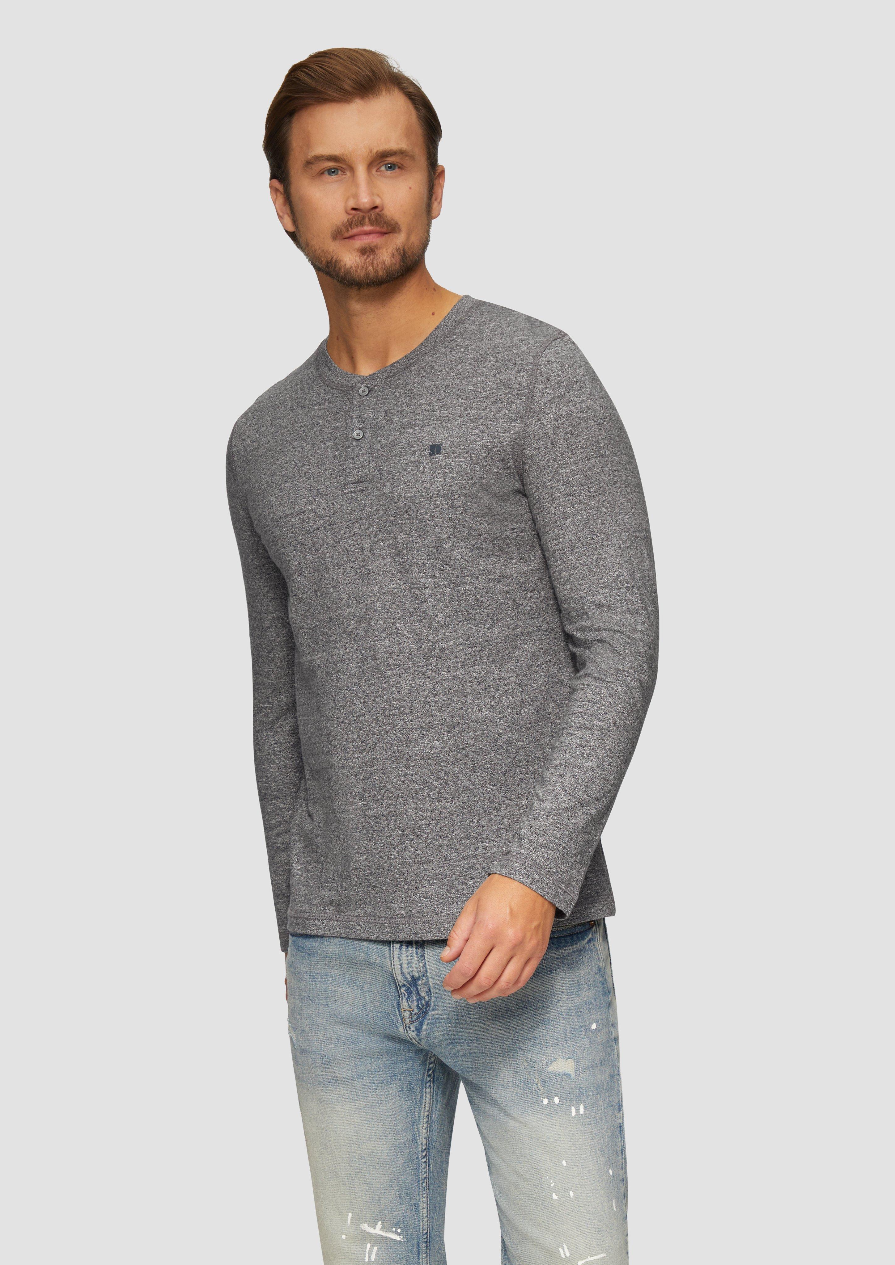 S.Oliver Meliertes Longsleeve mit Henley-Ausschnitt