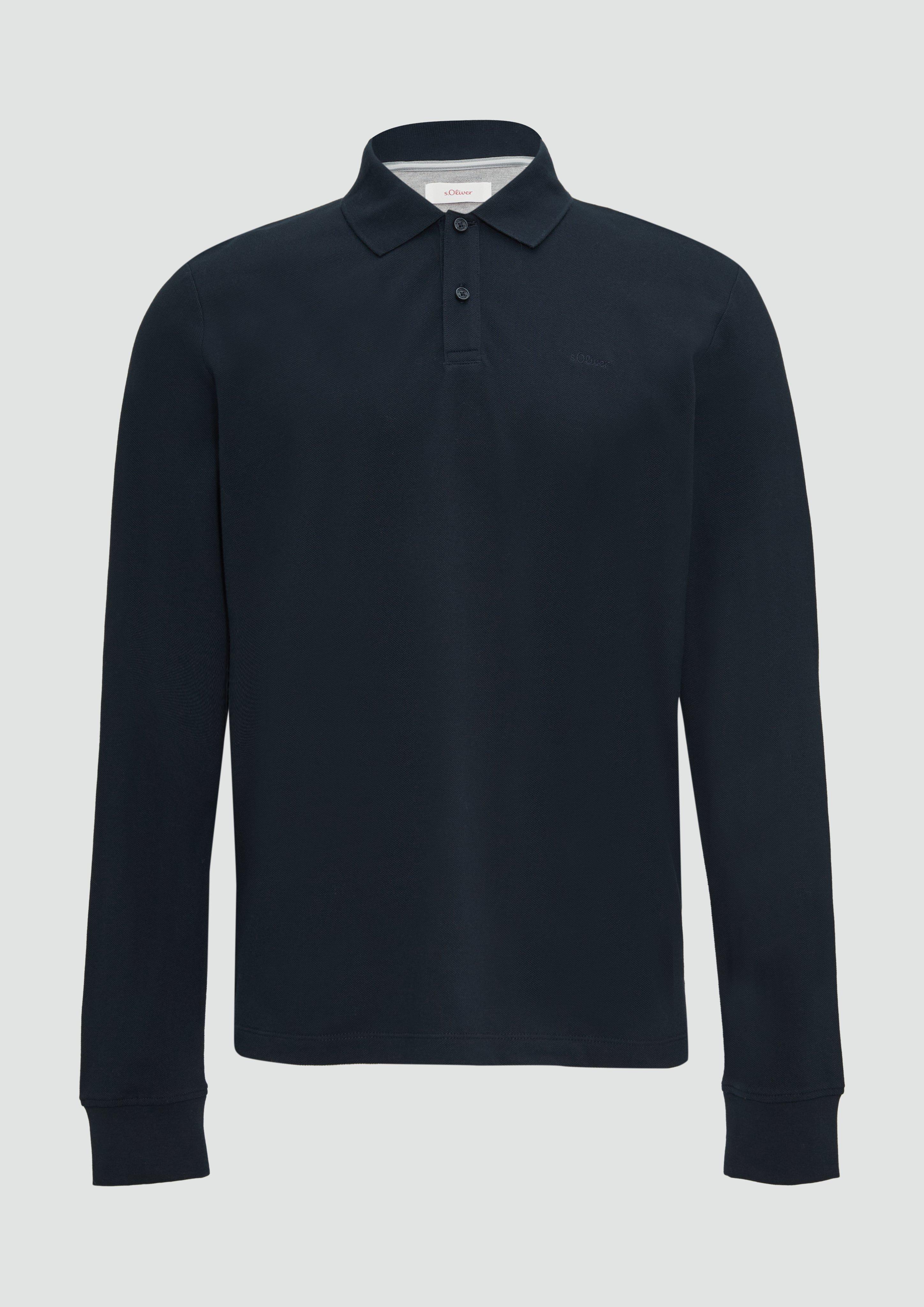 s.Oliver - Poloshirt aus Piqué mit Logo-Stickerei, Herren, blau