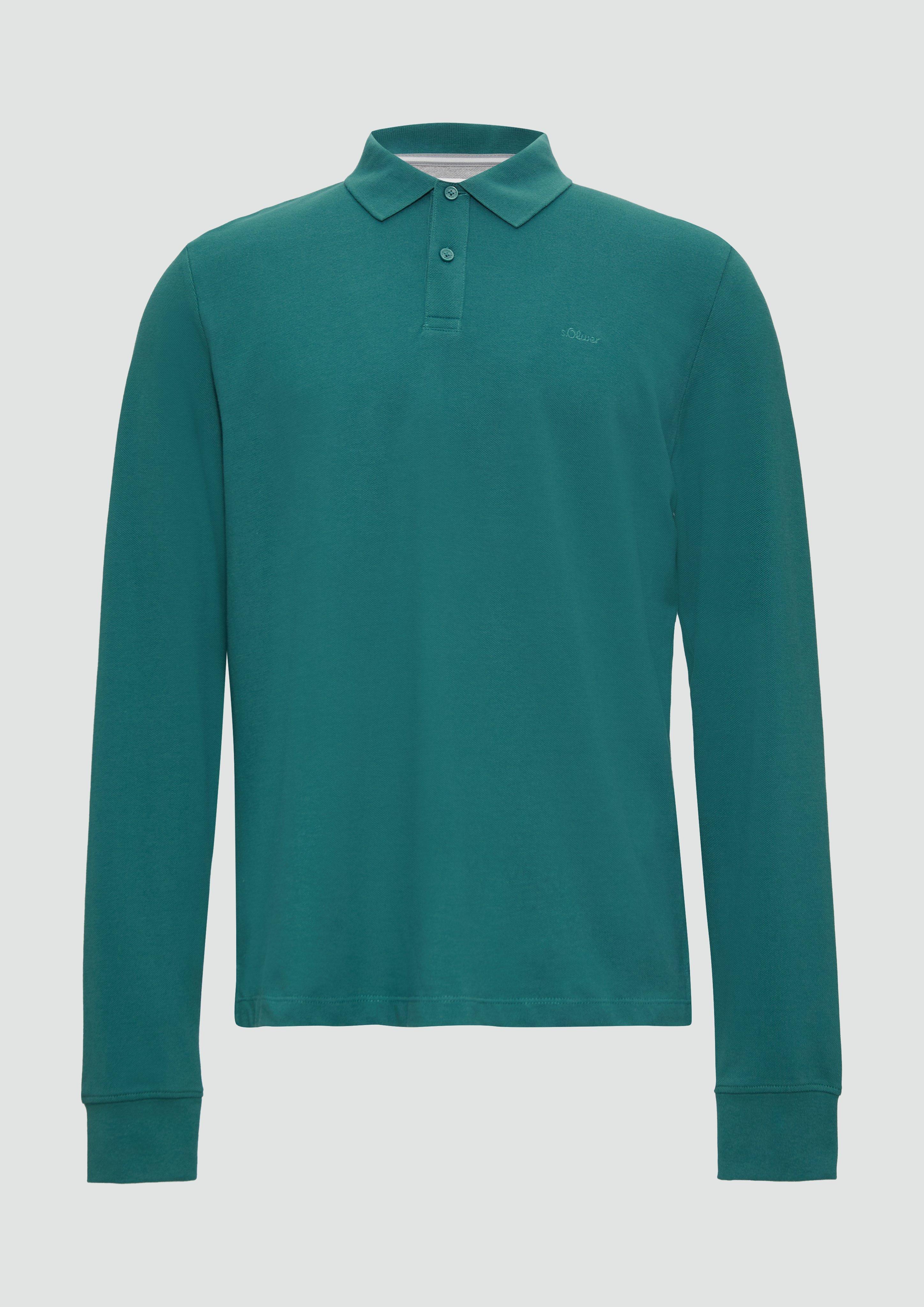 s.Oliver - Poloshirt aus Piqué mit Logo-Stickerei, Herren, Blau