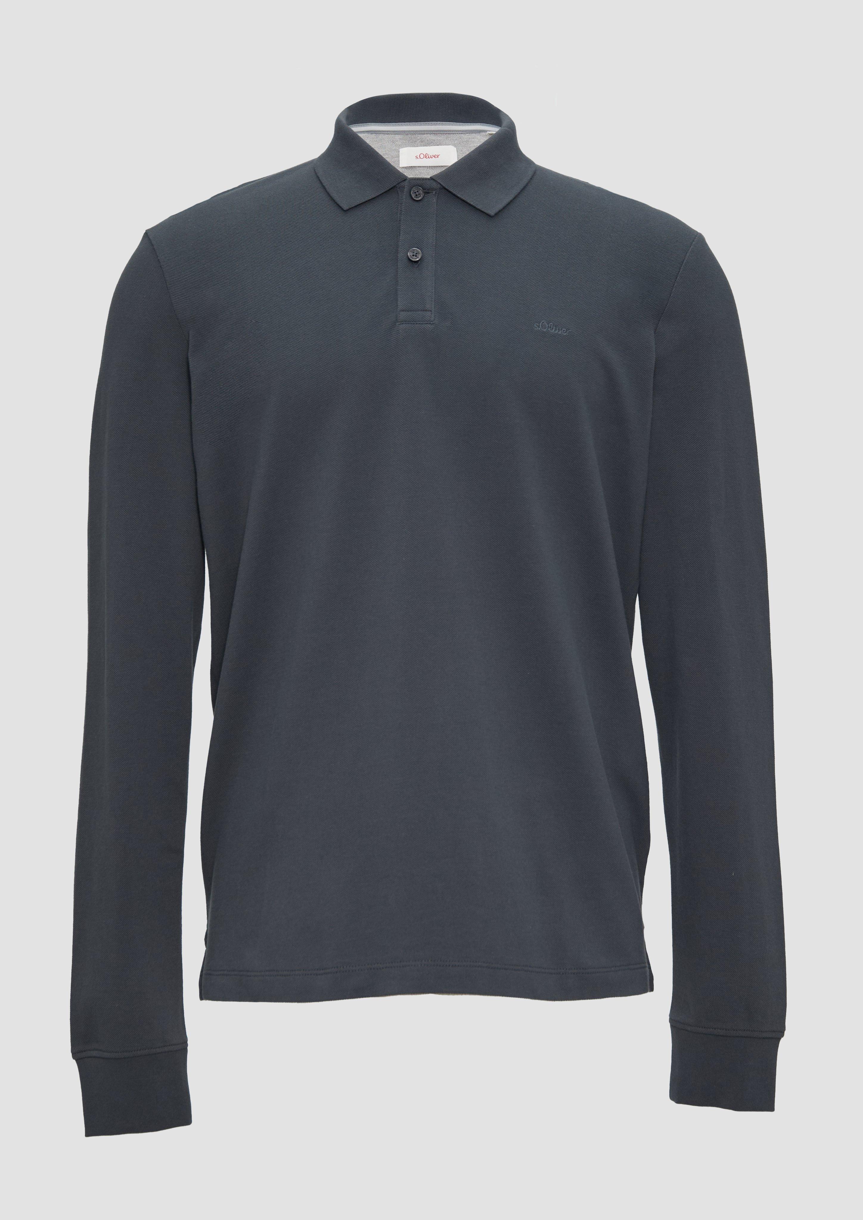 s.Oliver - Poloshirt aus Piqué mit Logo-Stickerei, Herren, grau