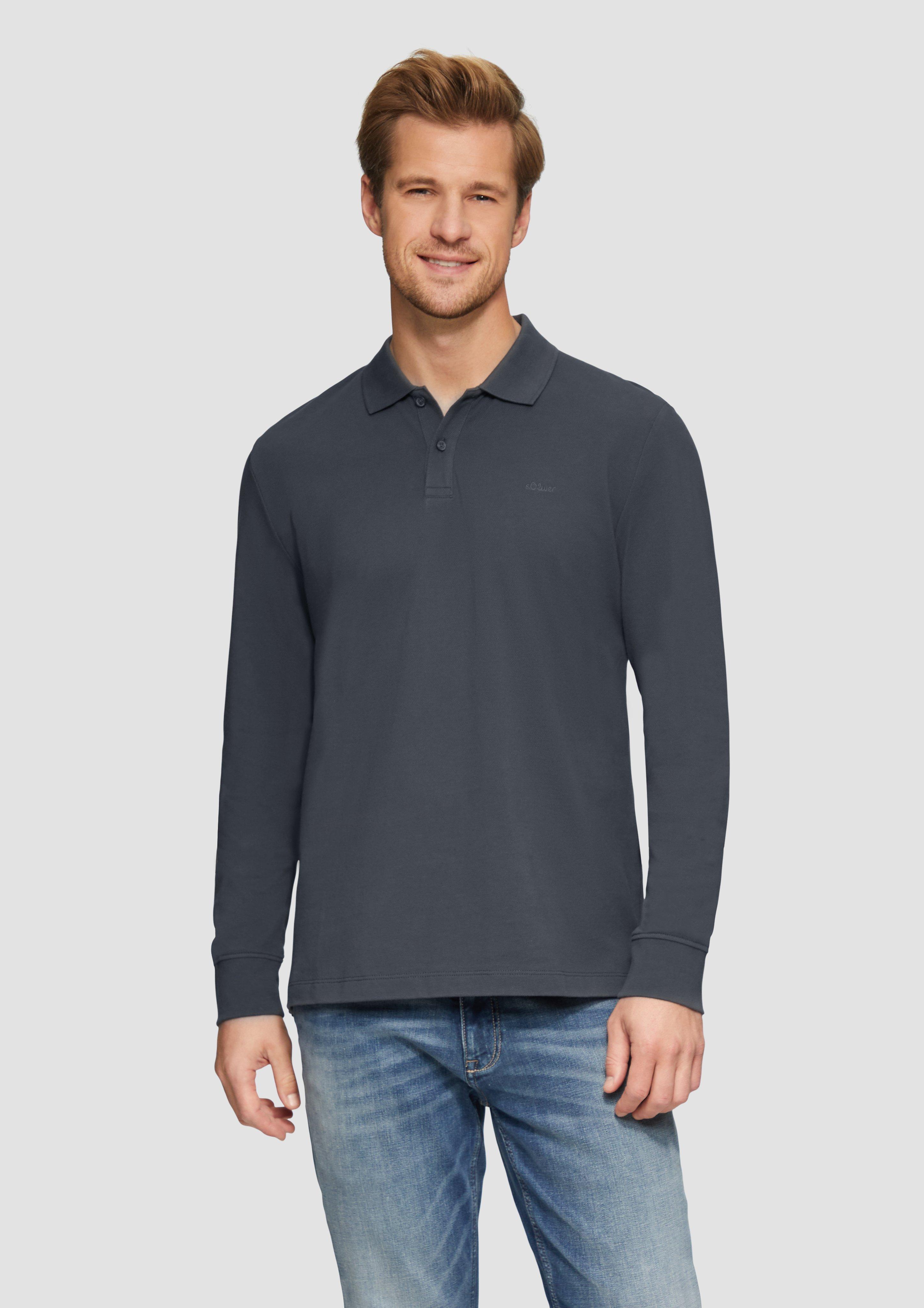 Piqué polo shirt with logo embroidery - slate grey | s.Oliver Piqué polo shirt with logo embroidery - slate grey | s.Oliver