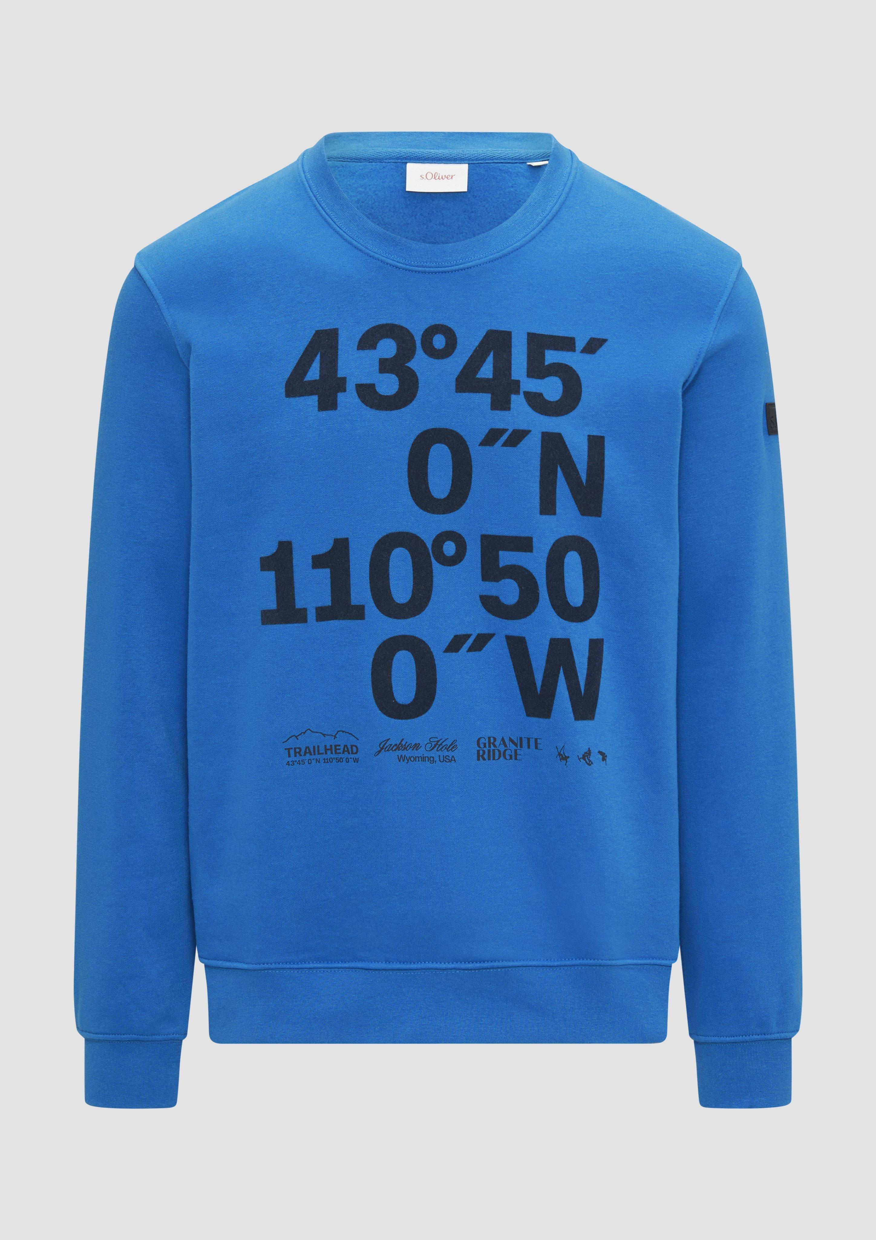 s.Oliver - Sweatshirt mit Flock-Print, Herren, blau