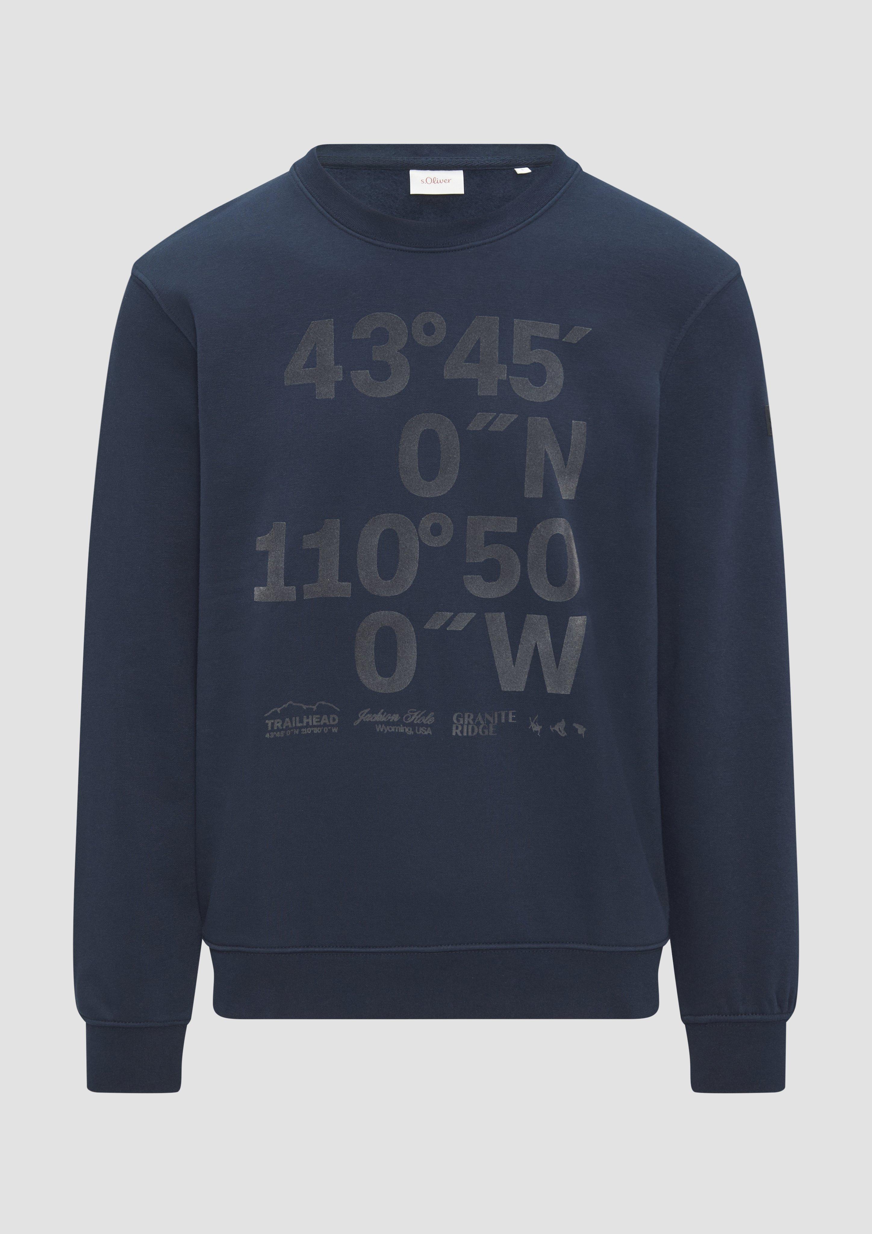 s.Oliver - Sweatshirt mit Flock-Print, Herren, blau