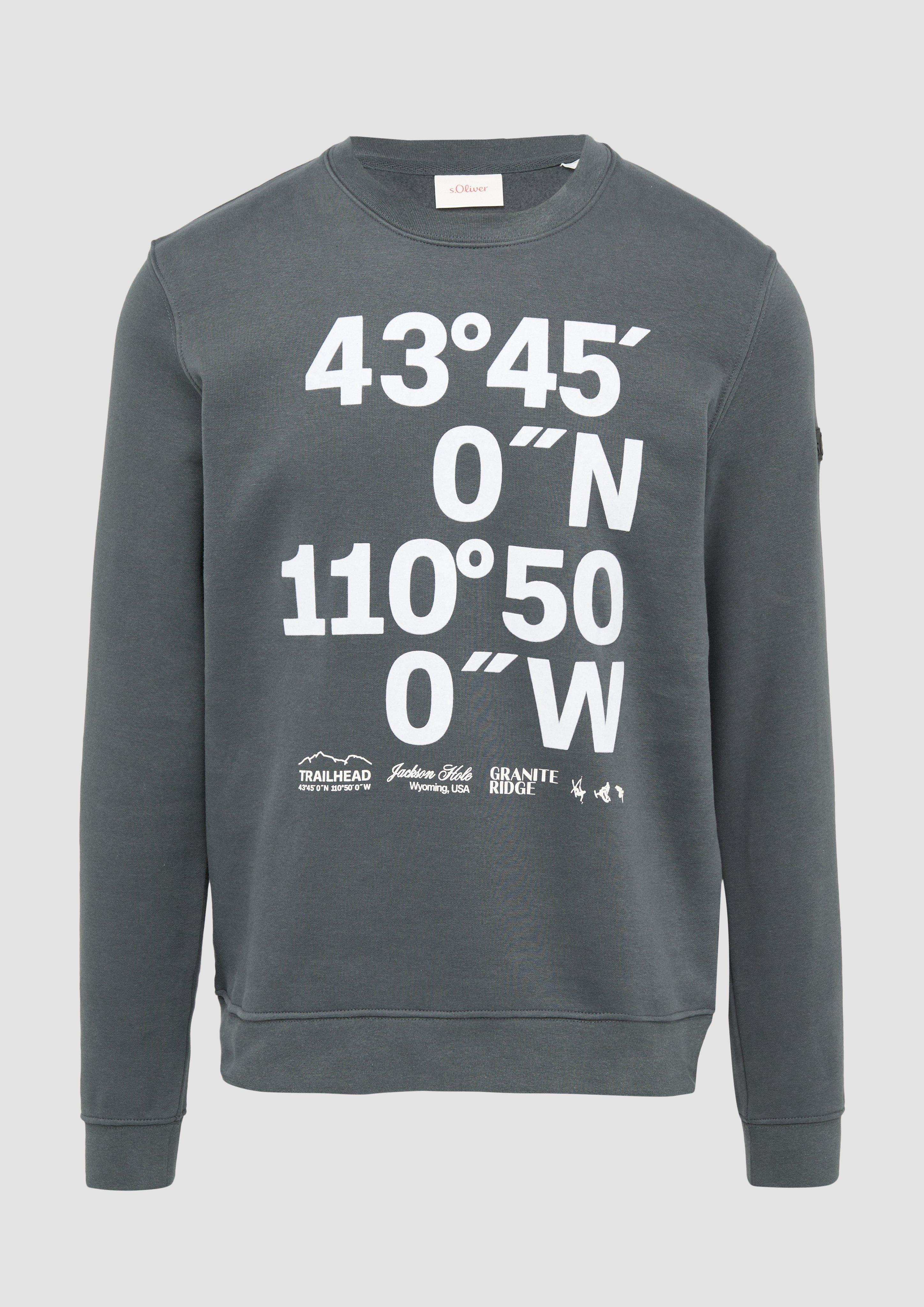 s.Oliver - Sweatshirt mit Flock-Print, Herren, grau