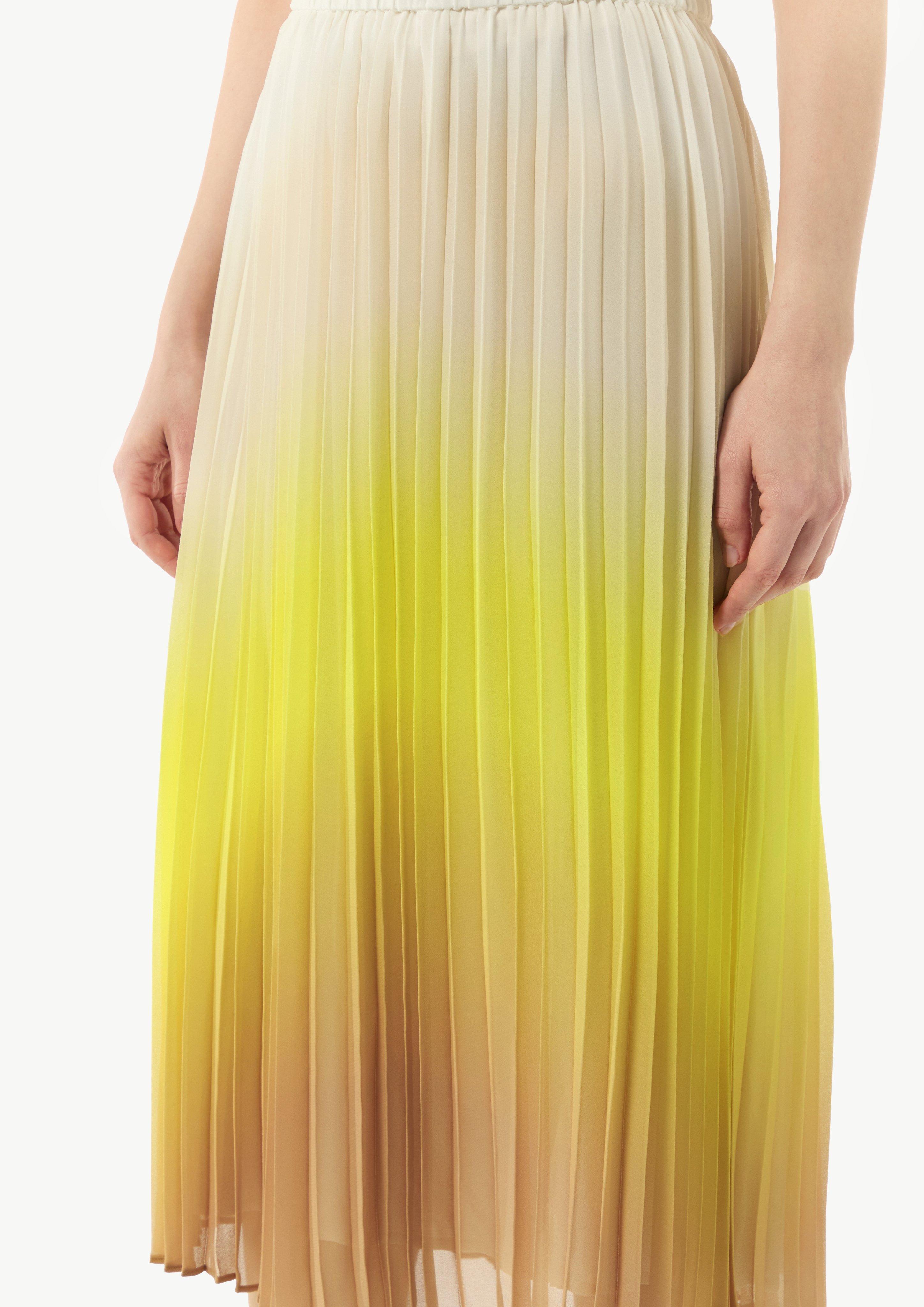 Skirt with plissé pleats and an all-over print - lemon | Comma Skirt with plissé pleats and an all-over print - lemon | Comma