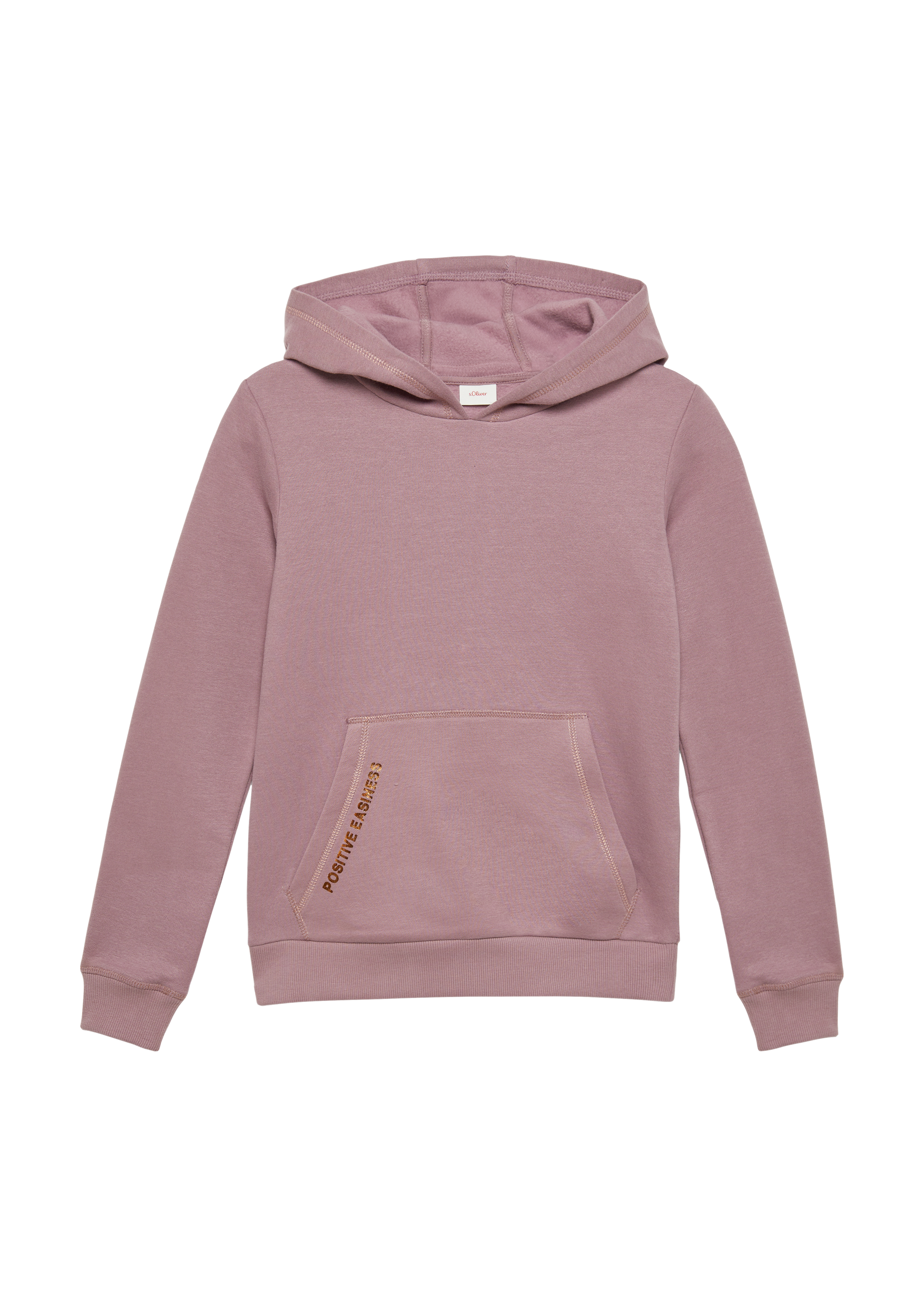 s.Oliver - Kapuzensweatshirt mit Glitzergarnnähten und Folienprint, Mädchen, lila