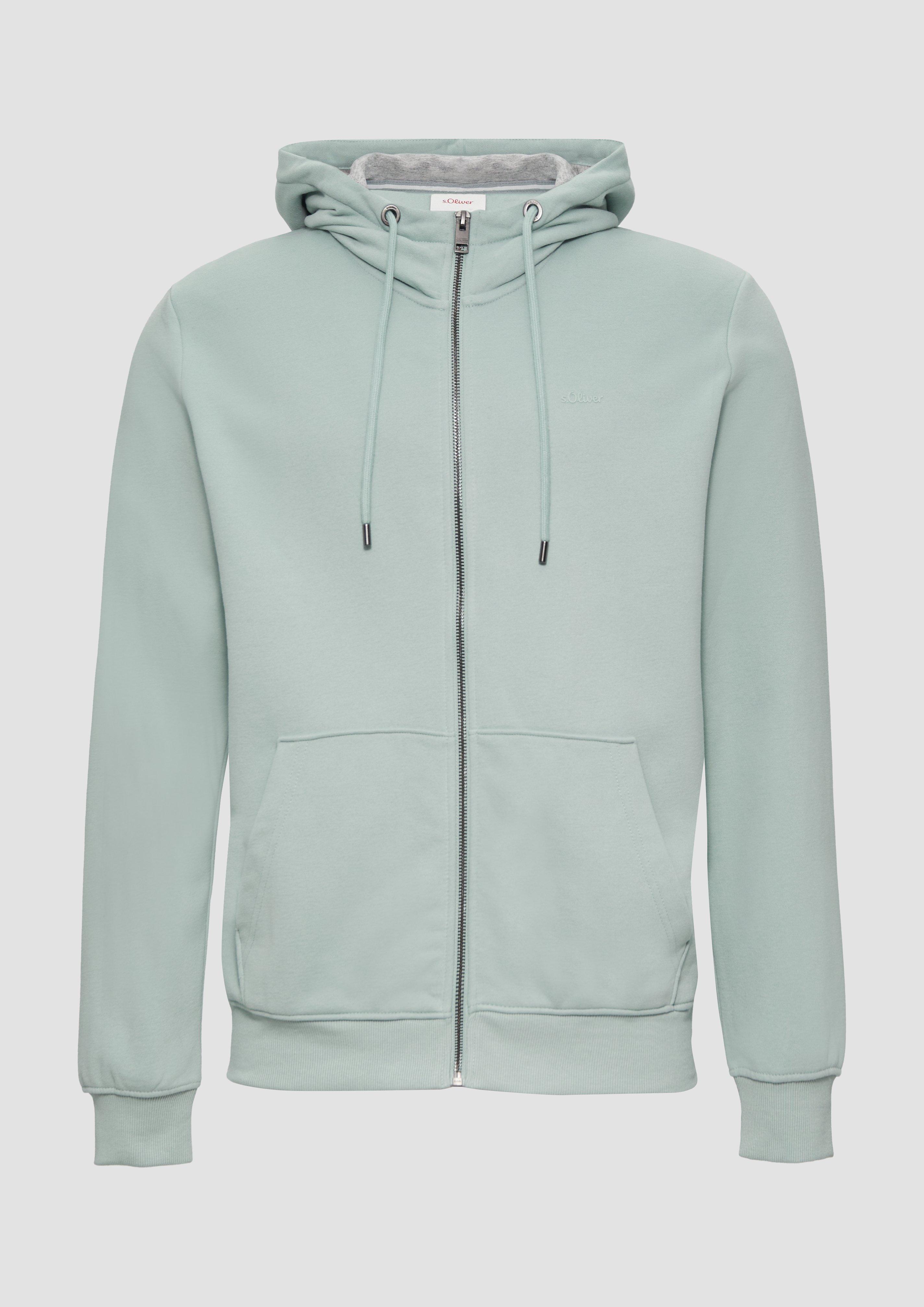 s.Oliver - Sweatshirt-Jacke mit Kapuze und Logo, Herren, grün