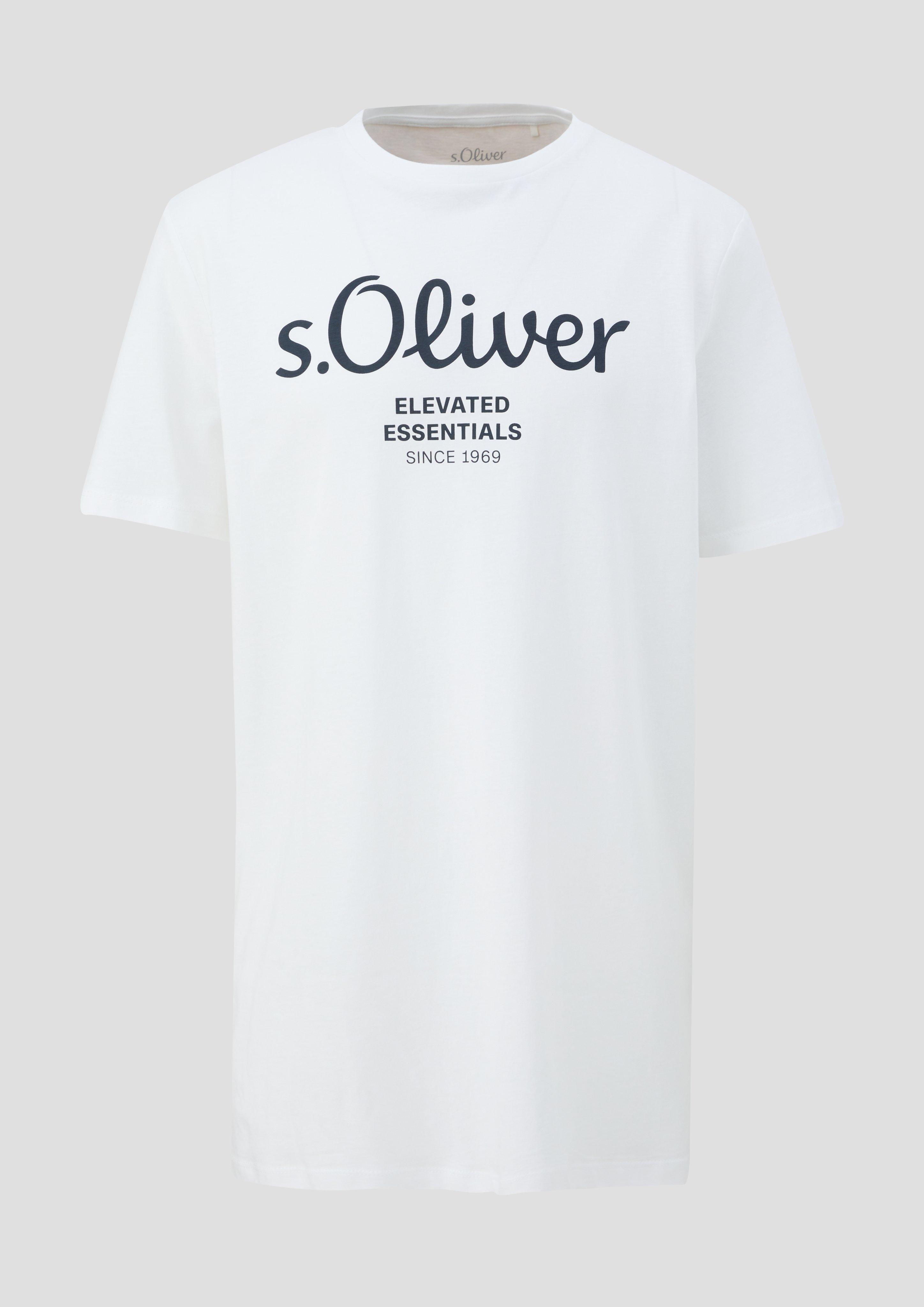 s.Oliver - T-Shirt aus Baumwolle mit Logo-Print, Herren, weiß