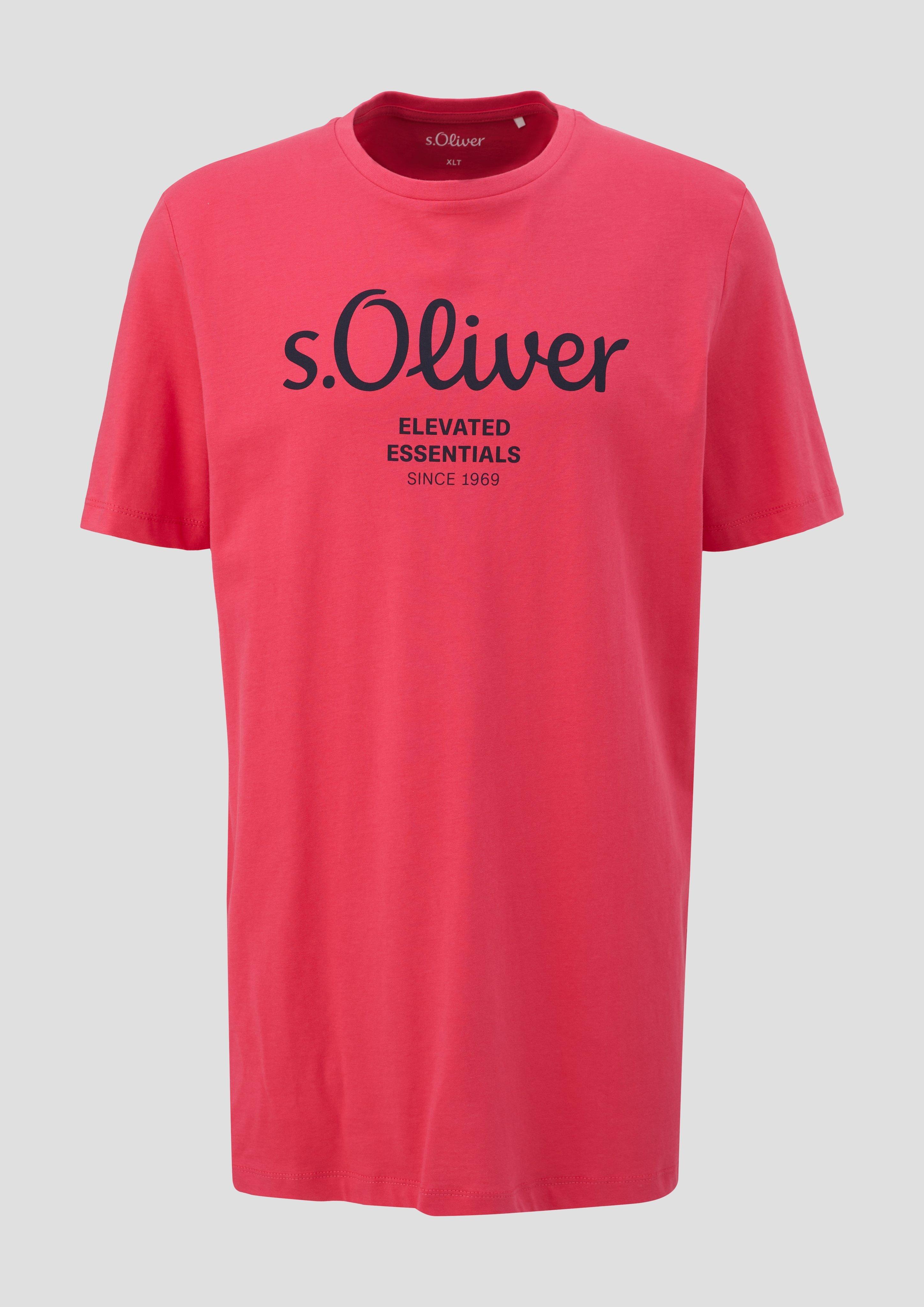 s.Oliver - T-Shirt aus Baumwolle mit Logo-Print, Herren, rot