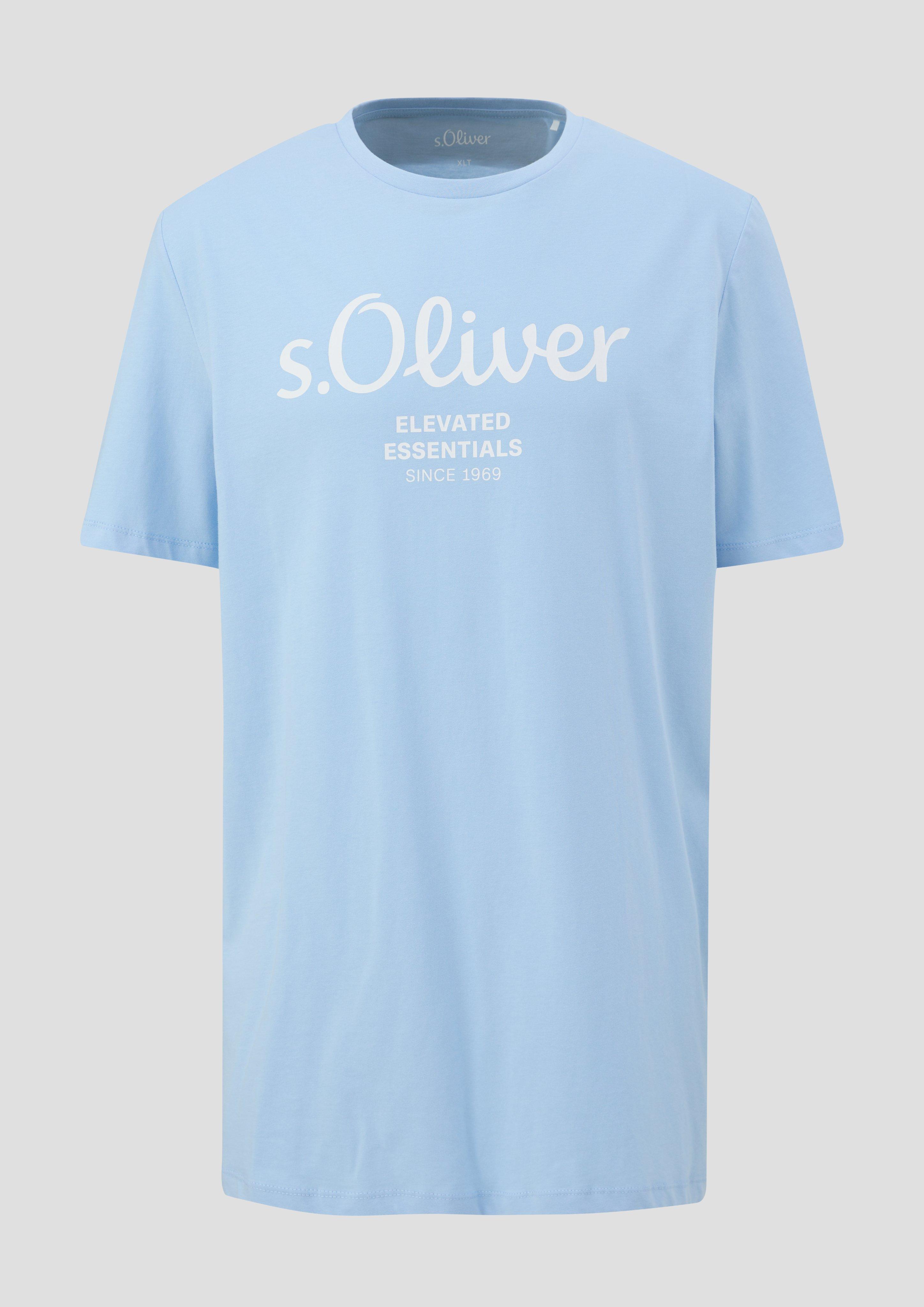 s.Oliver - T-Shirt aus Baumwolle mit Logo-Print, Herren, blau