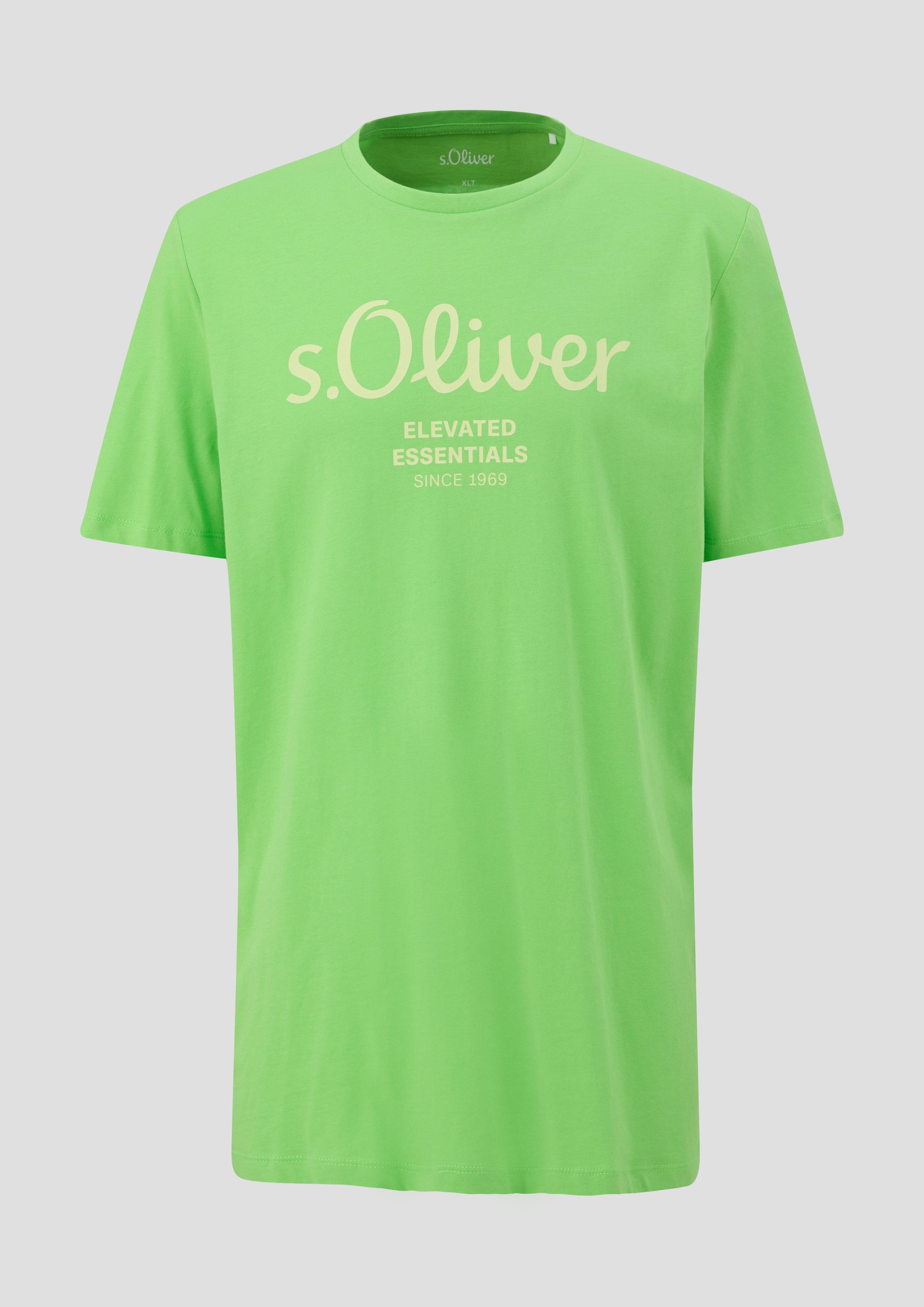 s.Oliver - T-Shirt aus Baumwolle mit Logo-Print, Herren, grün