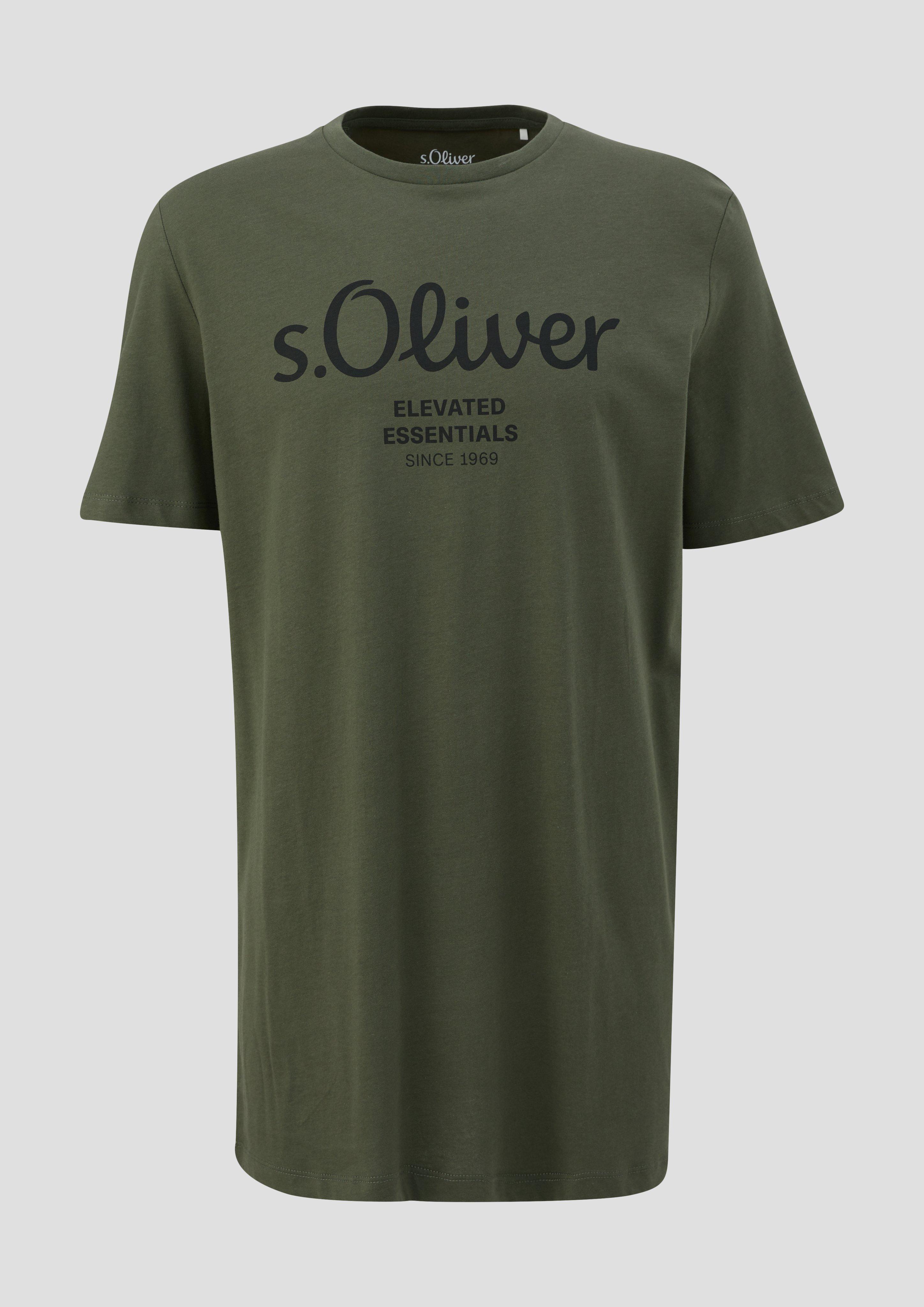 s.Oliver - T-Shirt aus Baumwolle mit Logo-Print, Herren, Grün