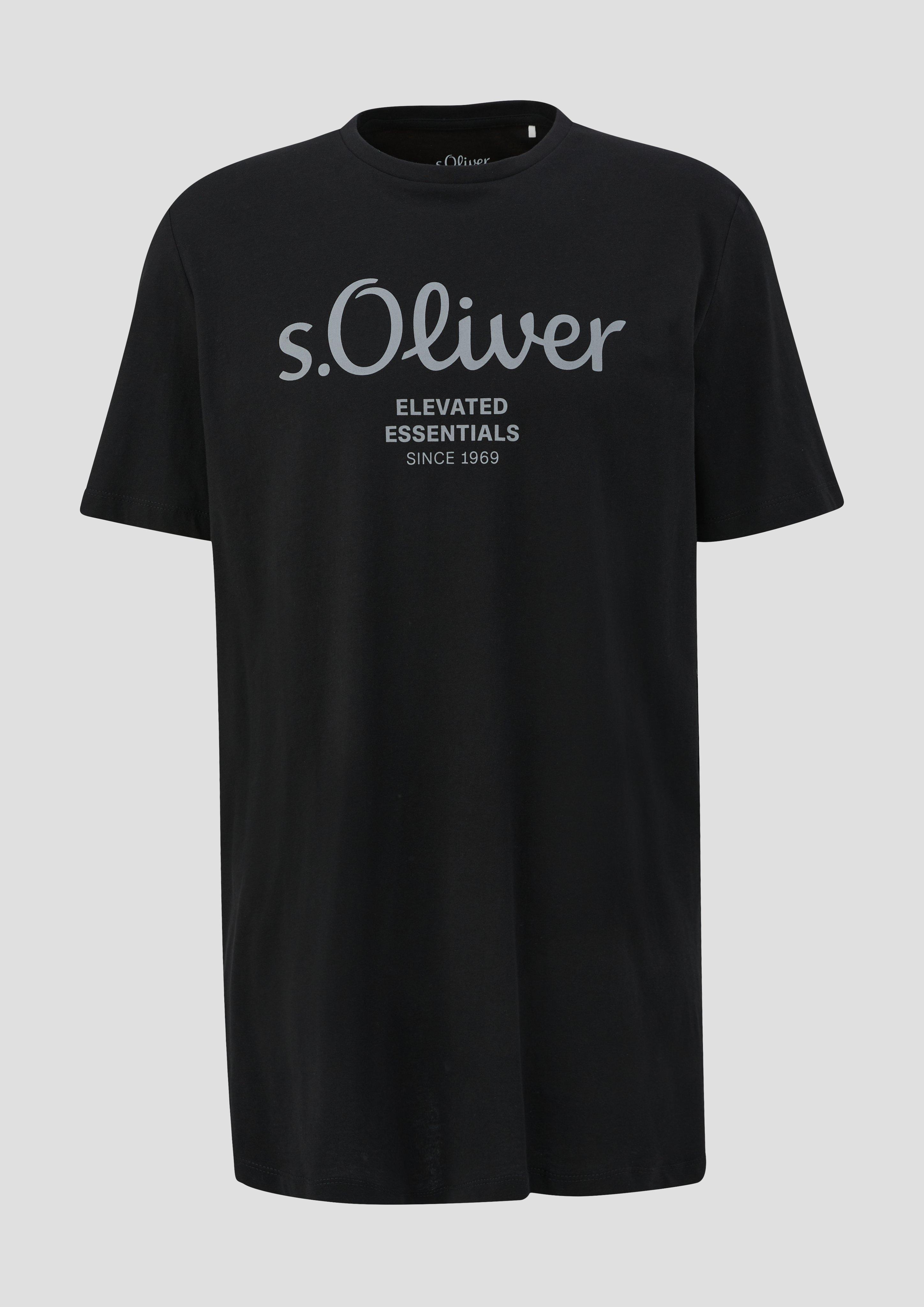 s.Oliver - T-Shirt aus Baumwolle mit Logo-Print, Herren, schwarz