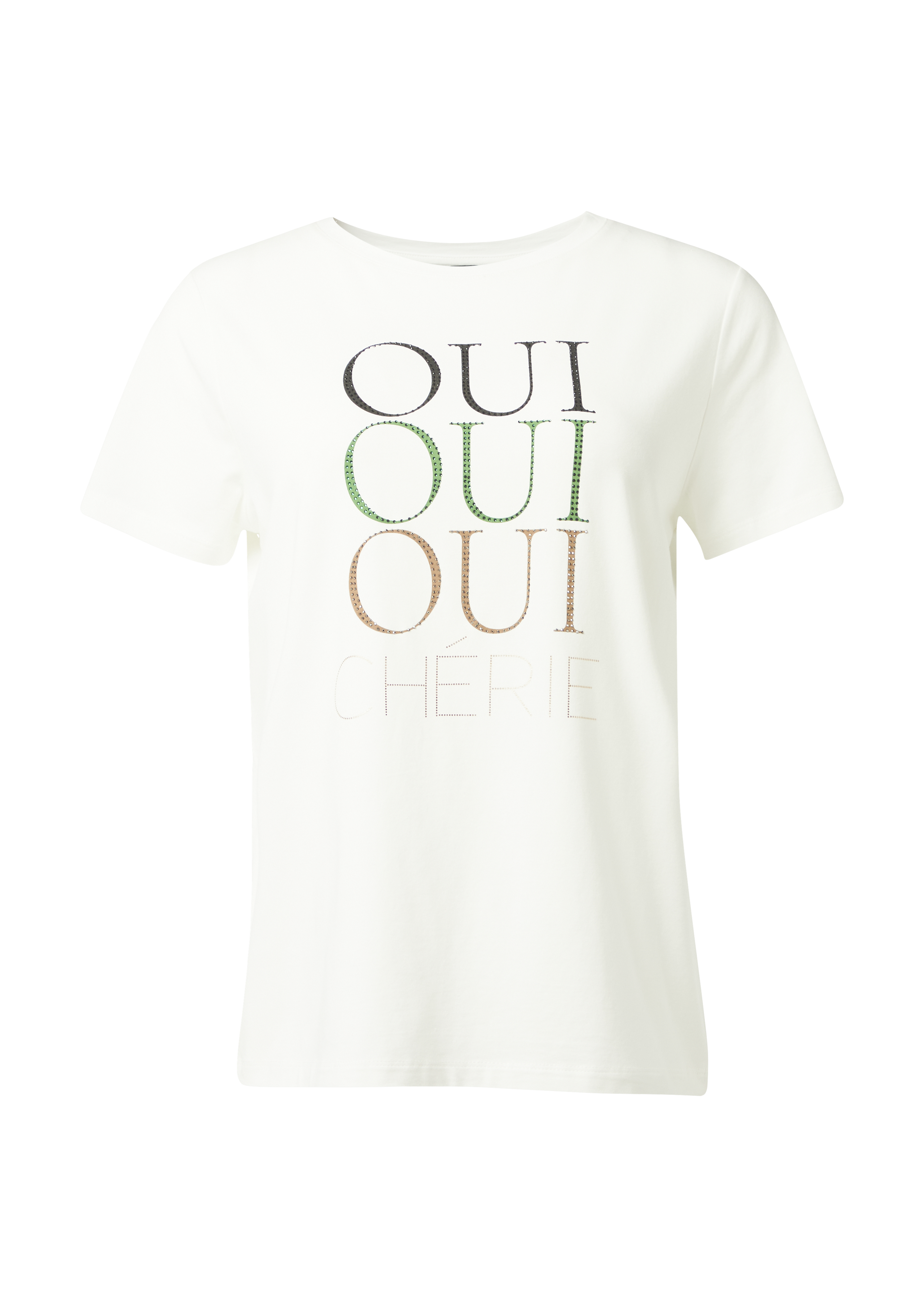 T-shirt with rhinestone appliqués - White | SCAYLE