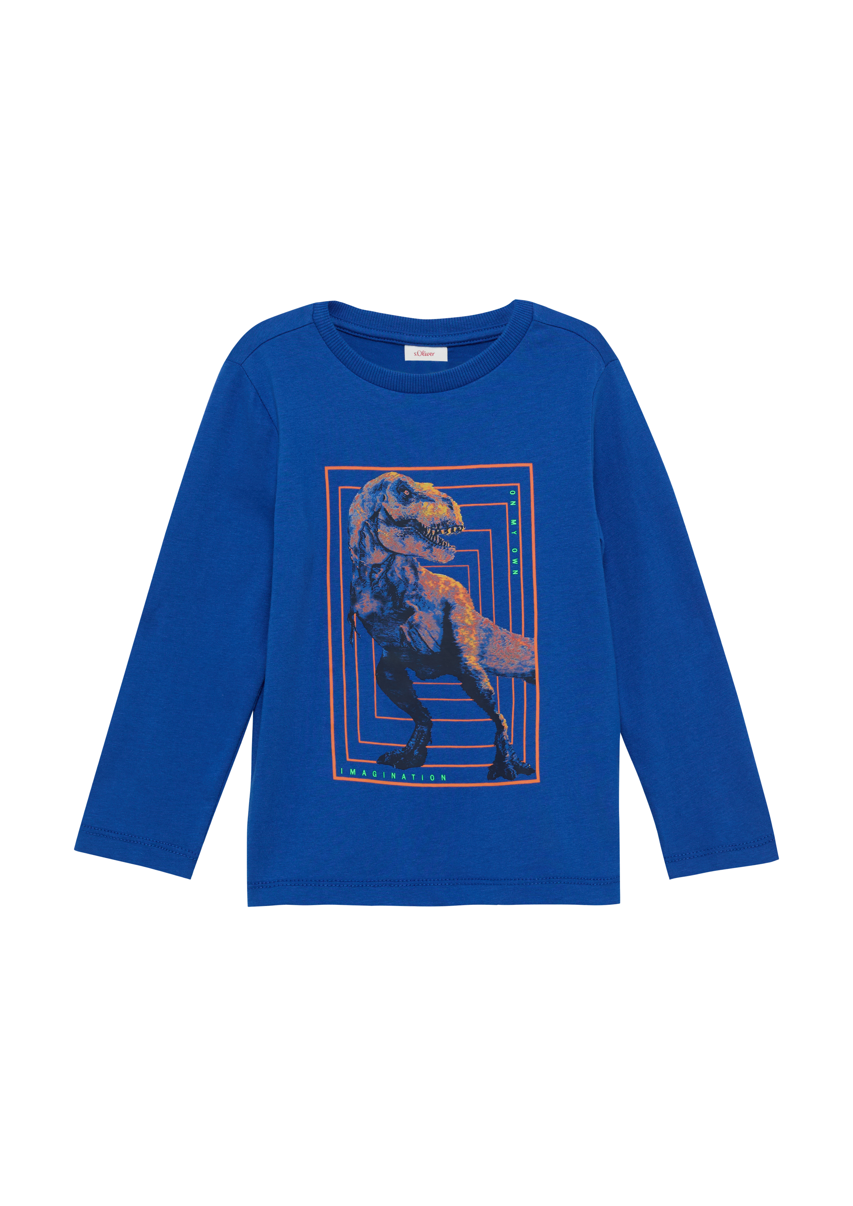 s.Oliver - Longsleeve mit Dino-Print, Kinder, blau