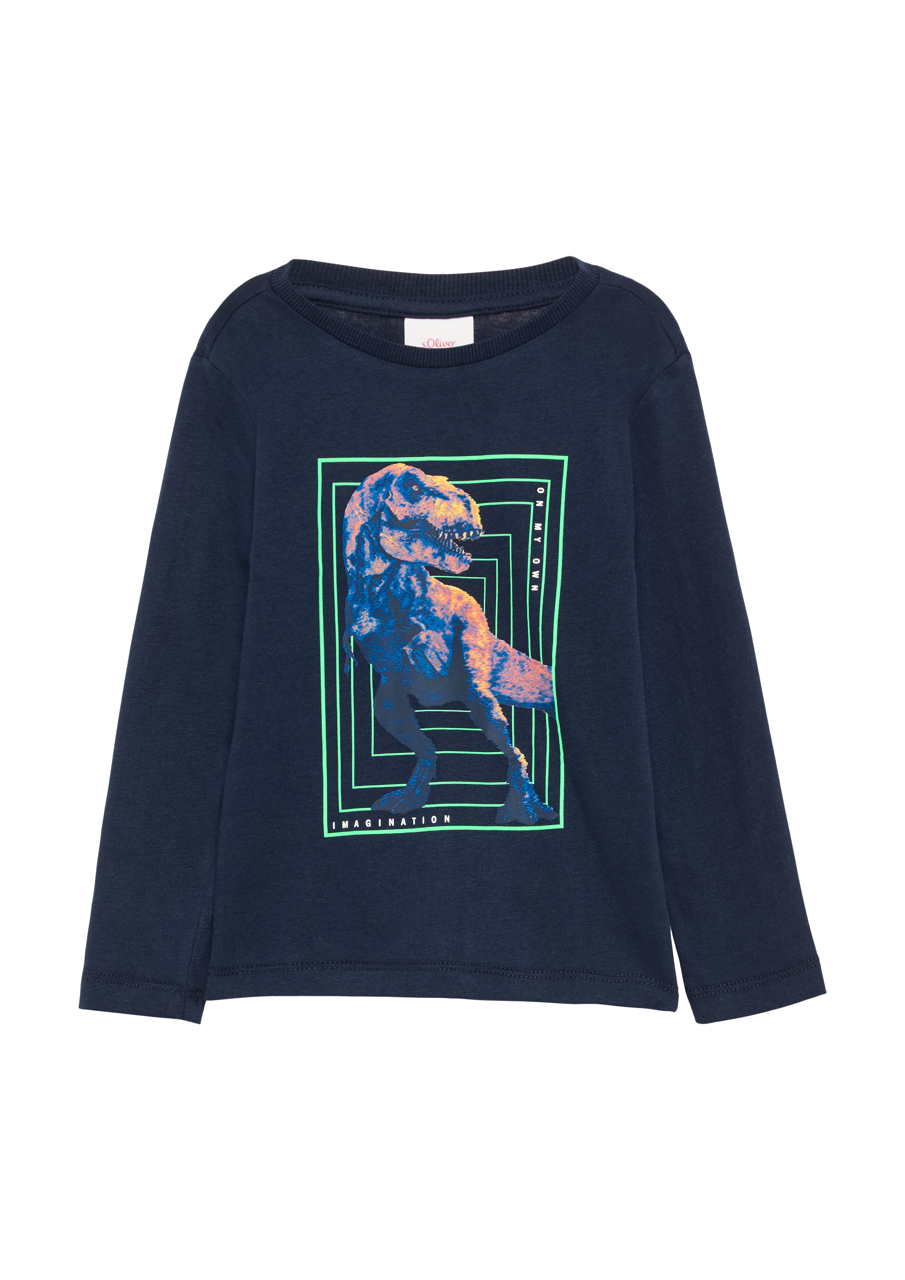 s.Oliver - Longsleeve mit Dino-Print, Kinder, blau