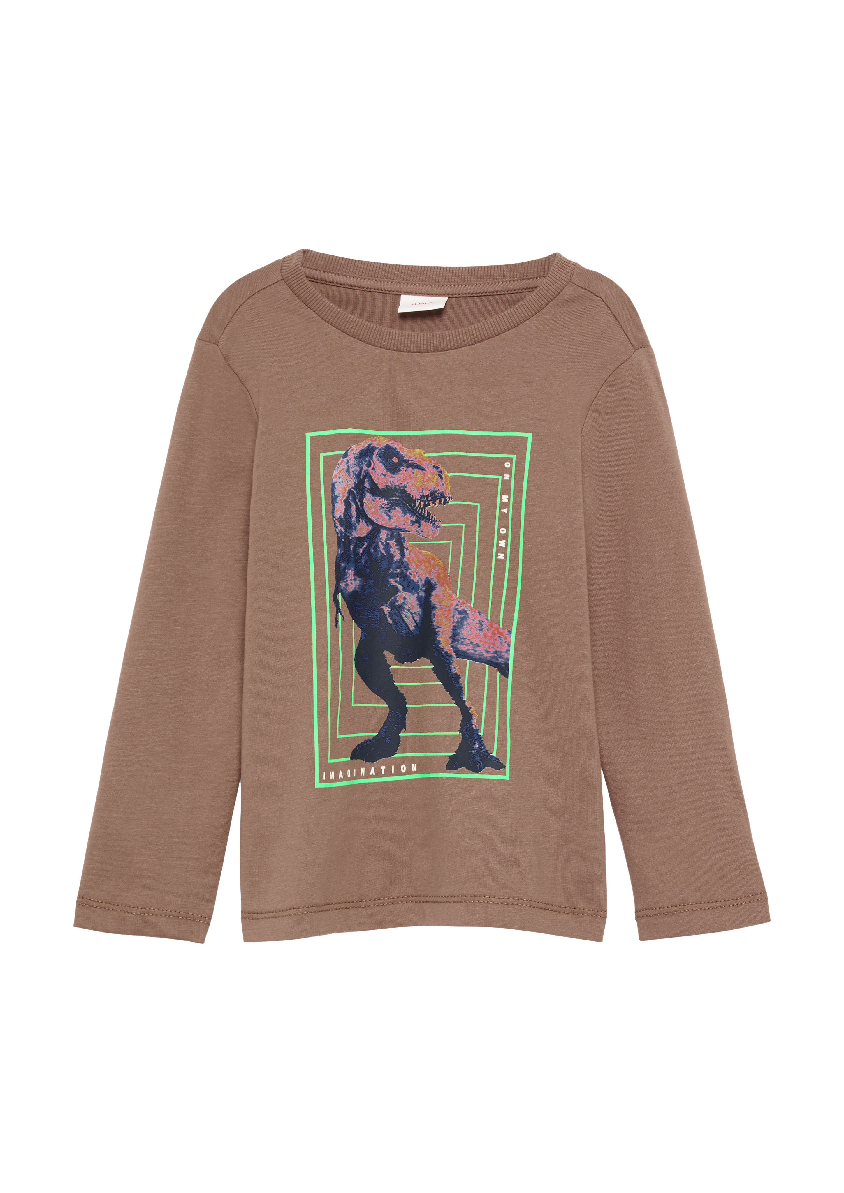 s.Oliver - Longsleeve mit Dino-Print, Kinder, braun