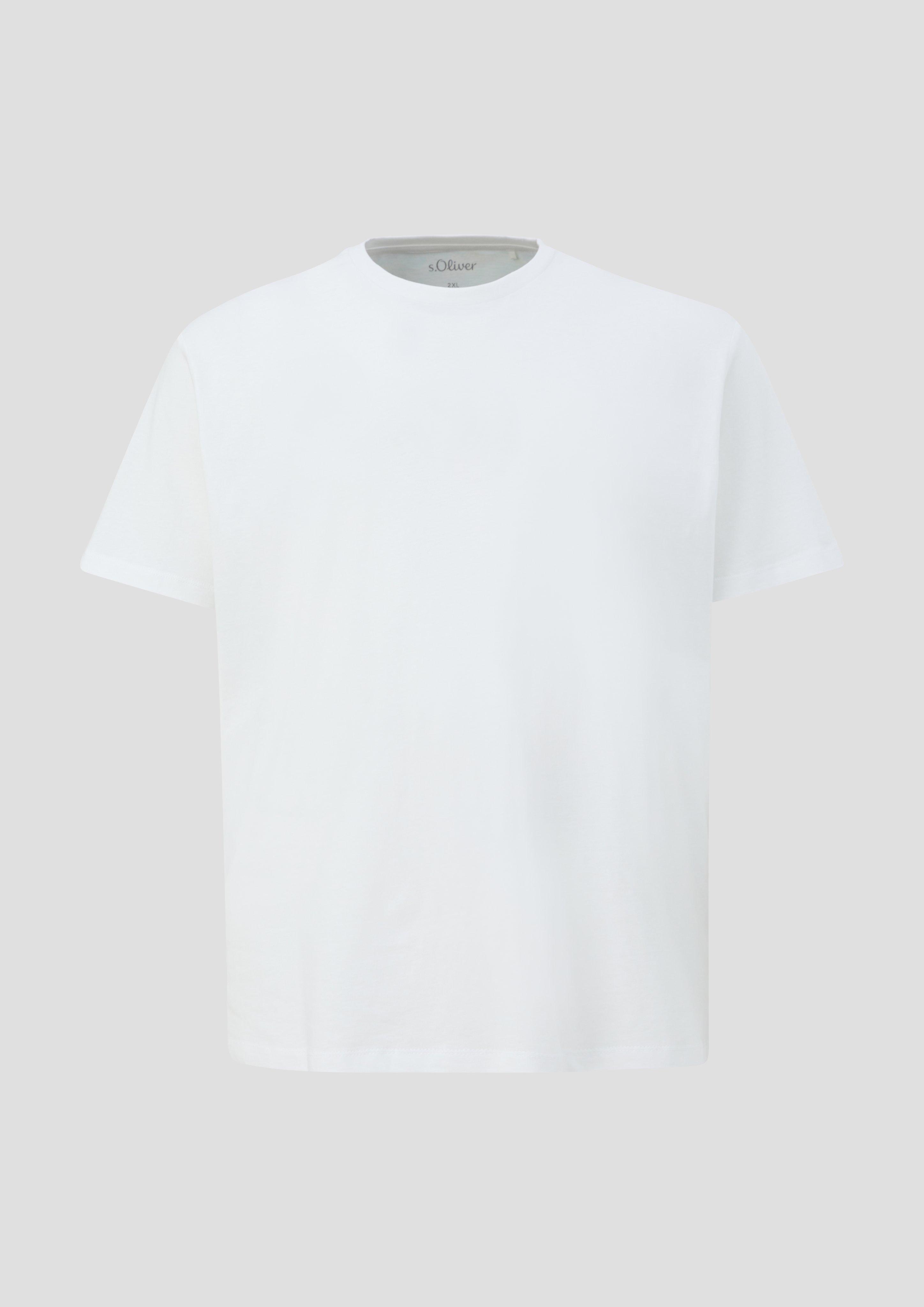 s.Oliver - T-Shirt mit kleinem Logo-Print, Herren, weiß