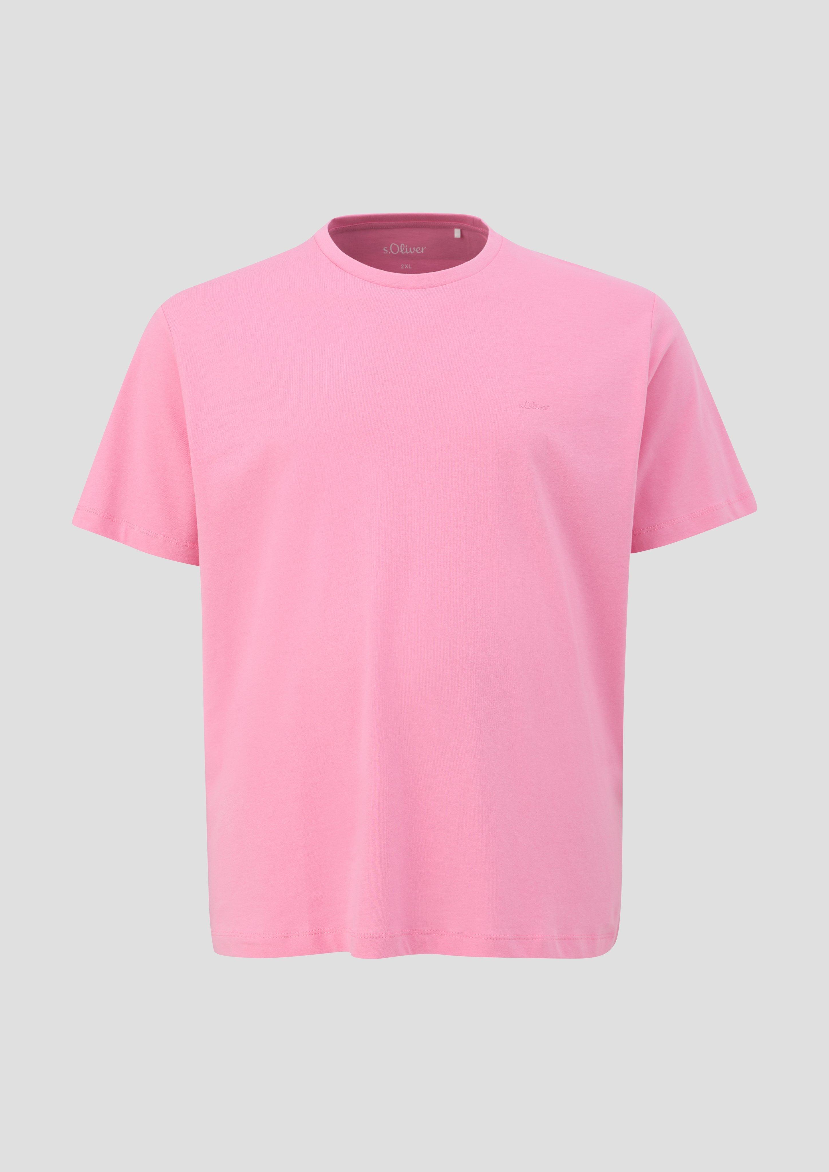 s.Oliver - T-Shirt mit kleinem Logo-Print, Herren, Rosa