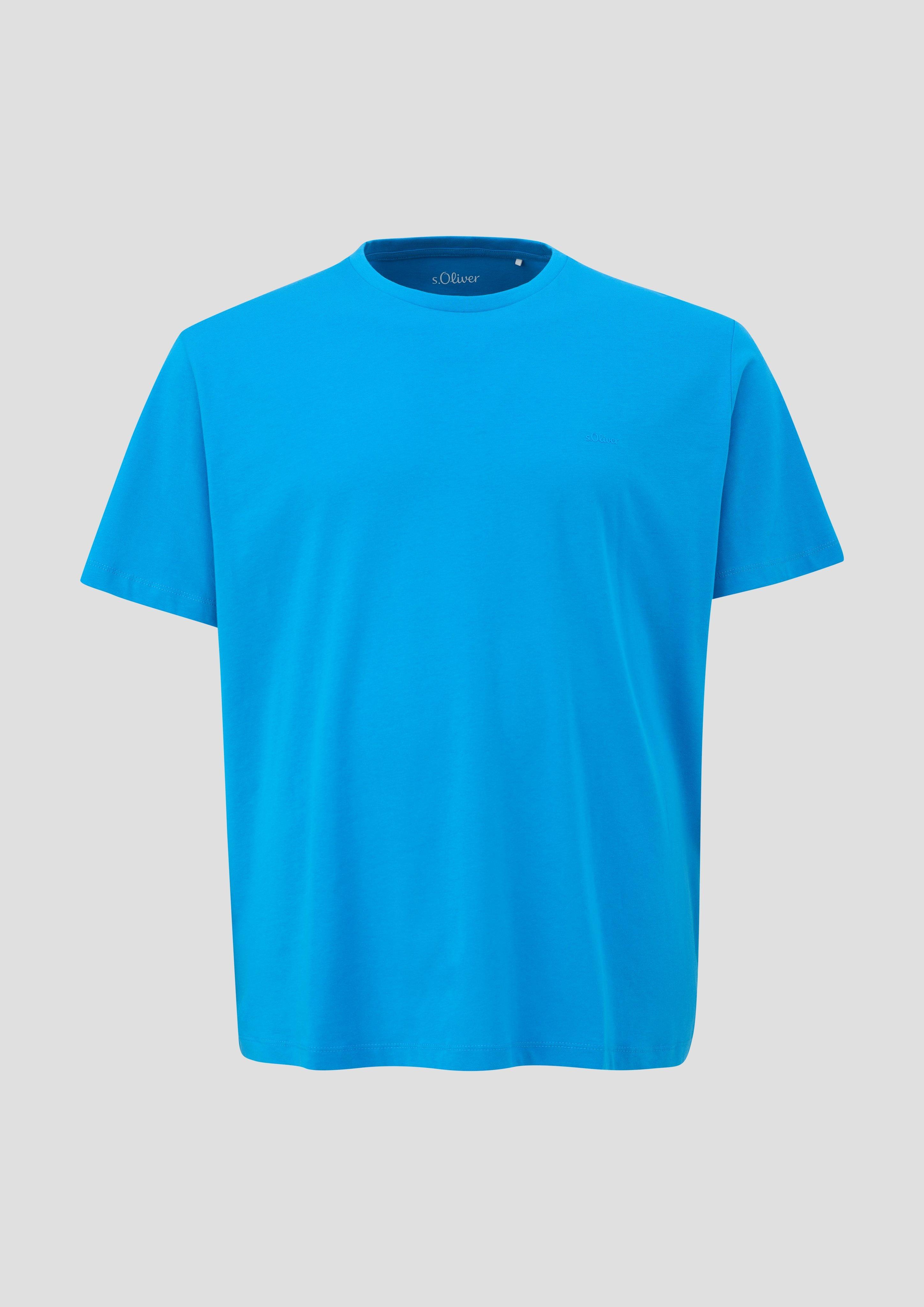 s.Oliver - T-Shirt mit kleinem Logo-Print, Herren, blau