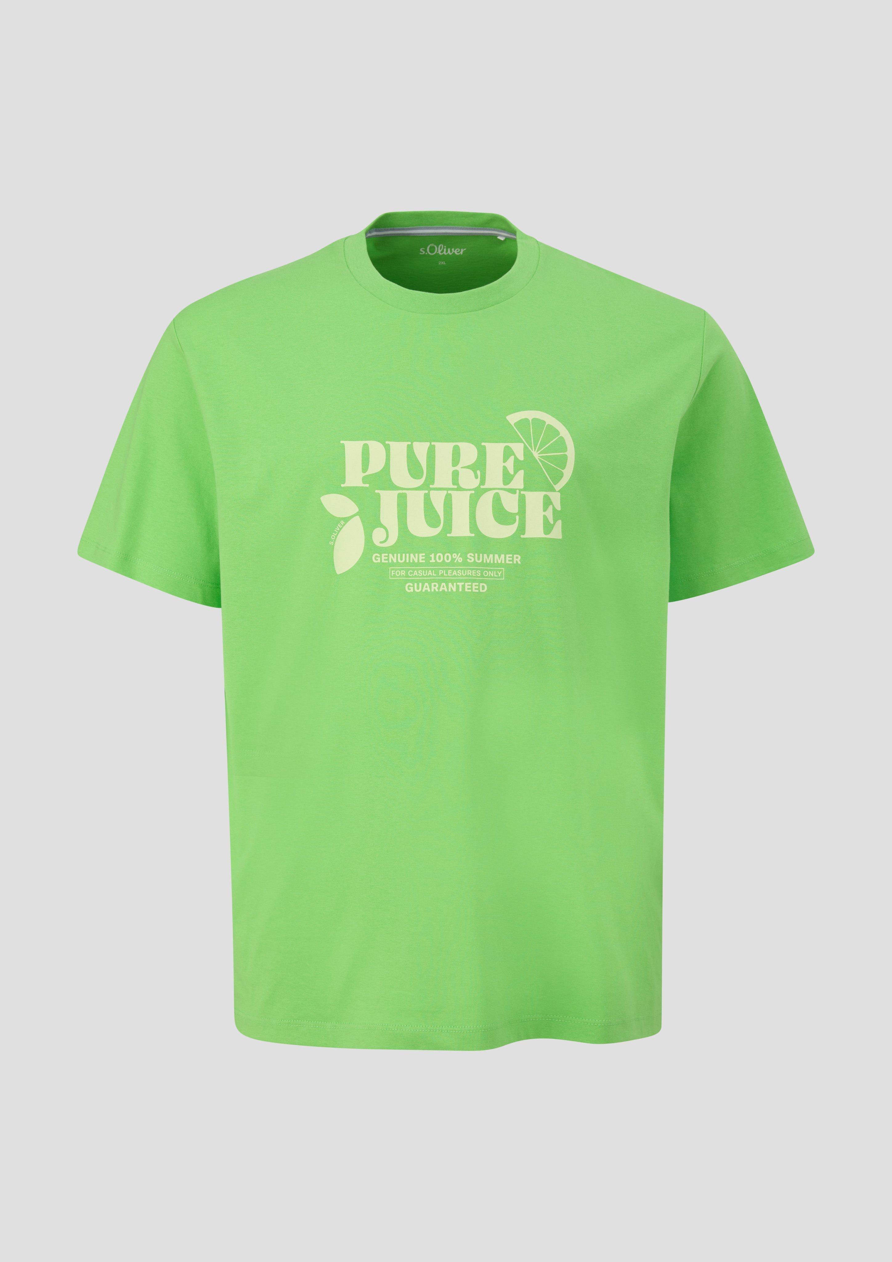 s.Oliver - Baumwoll-T-Shirt mit Frontprint, Herren, grün
