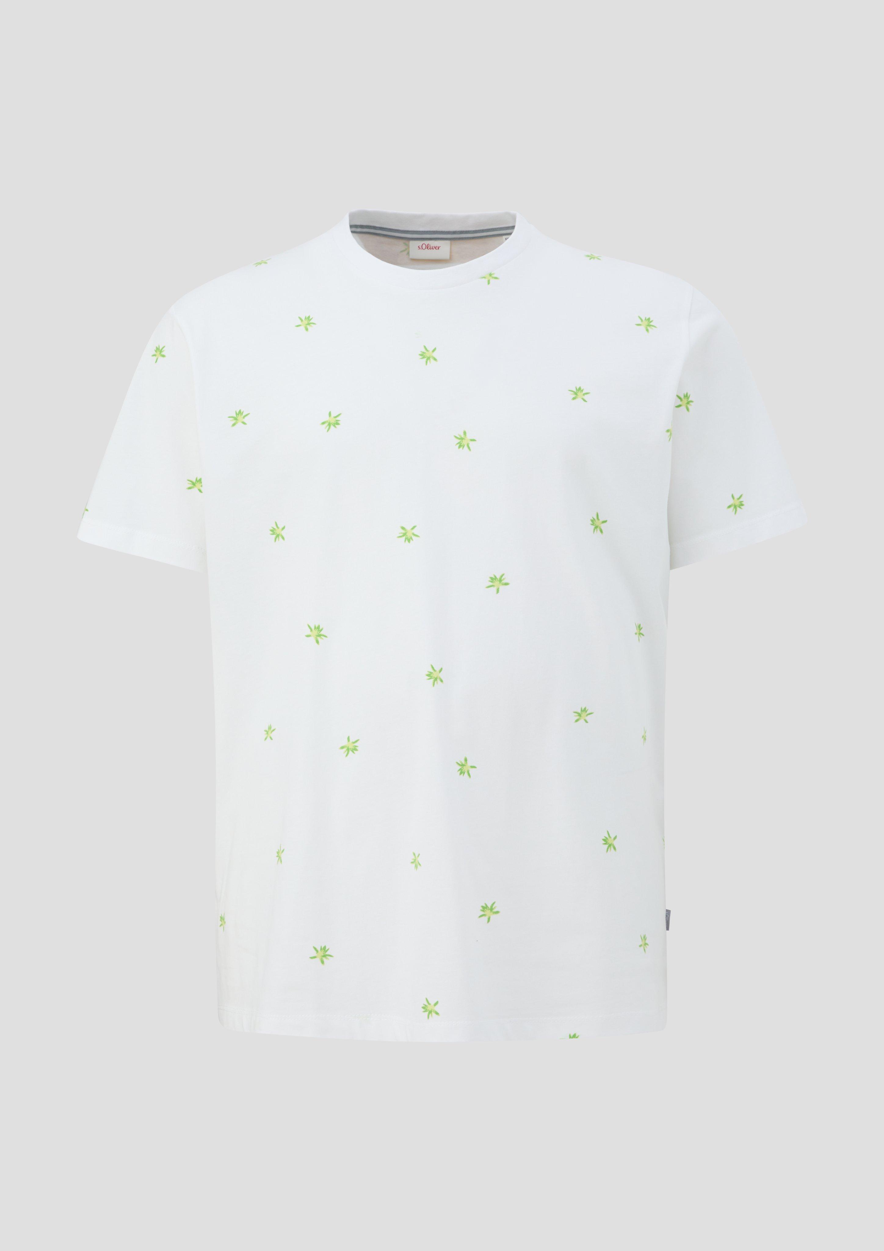 s.Oliver - T-Shirt mit All-over-Print, Herren, weiß