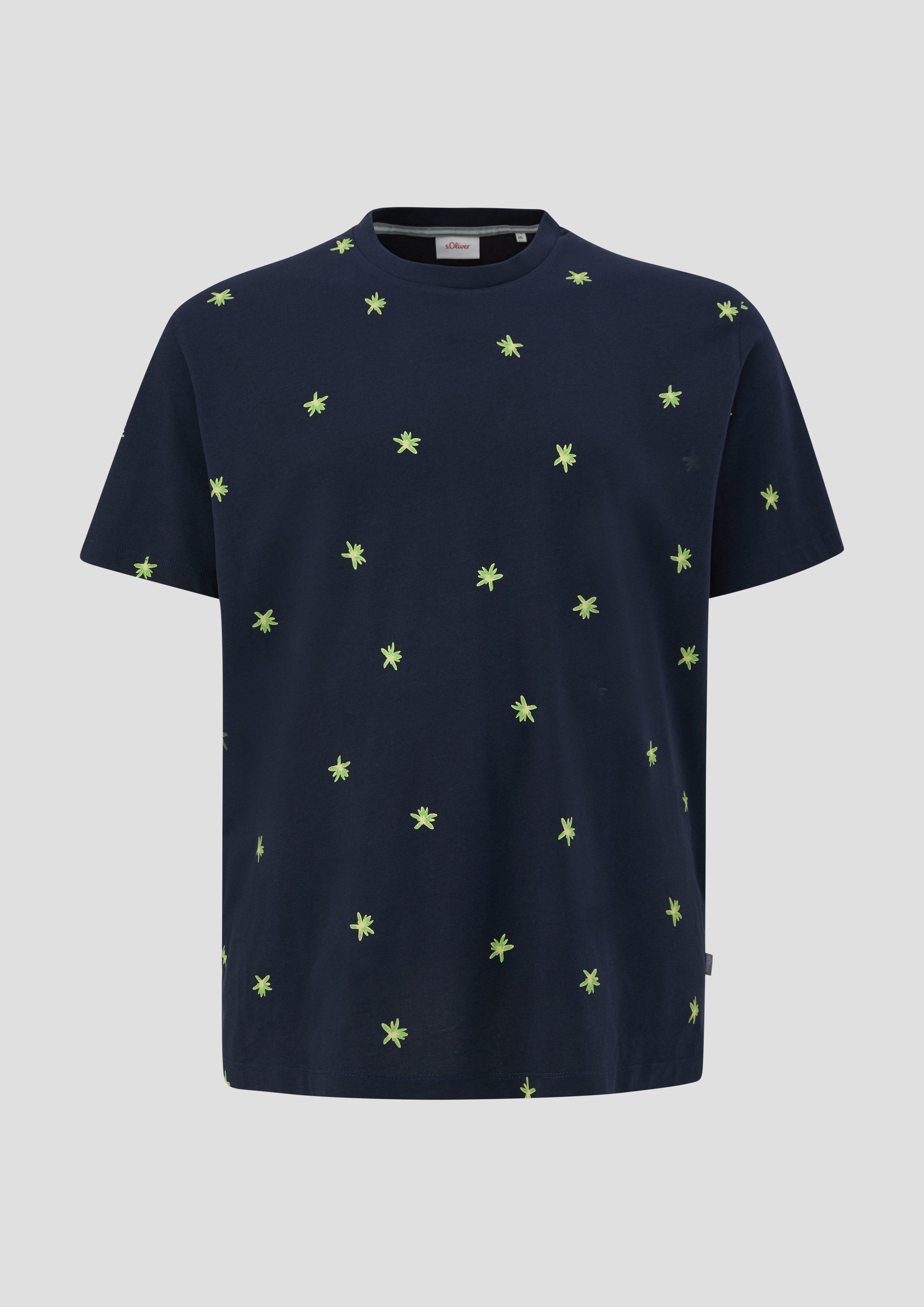 s.Oliver - T-Shirt mit All-over-Print, Herren, blau