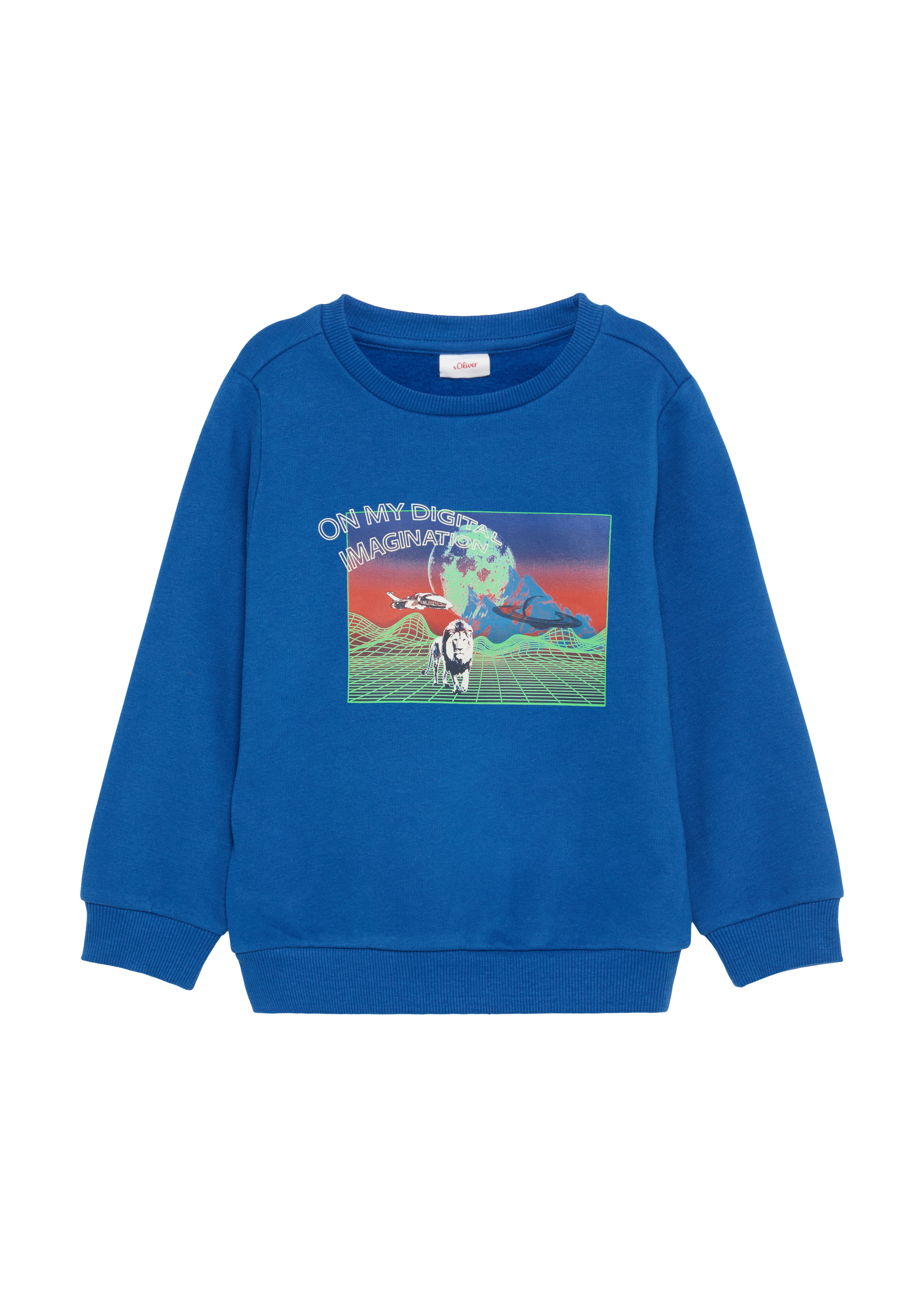 s.Oliver - Weiches Sweatshirt mit gummiertem Frontprint, Kinder, blau