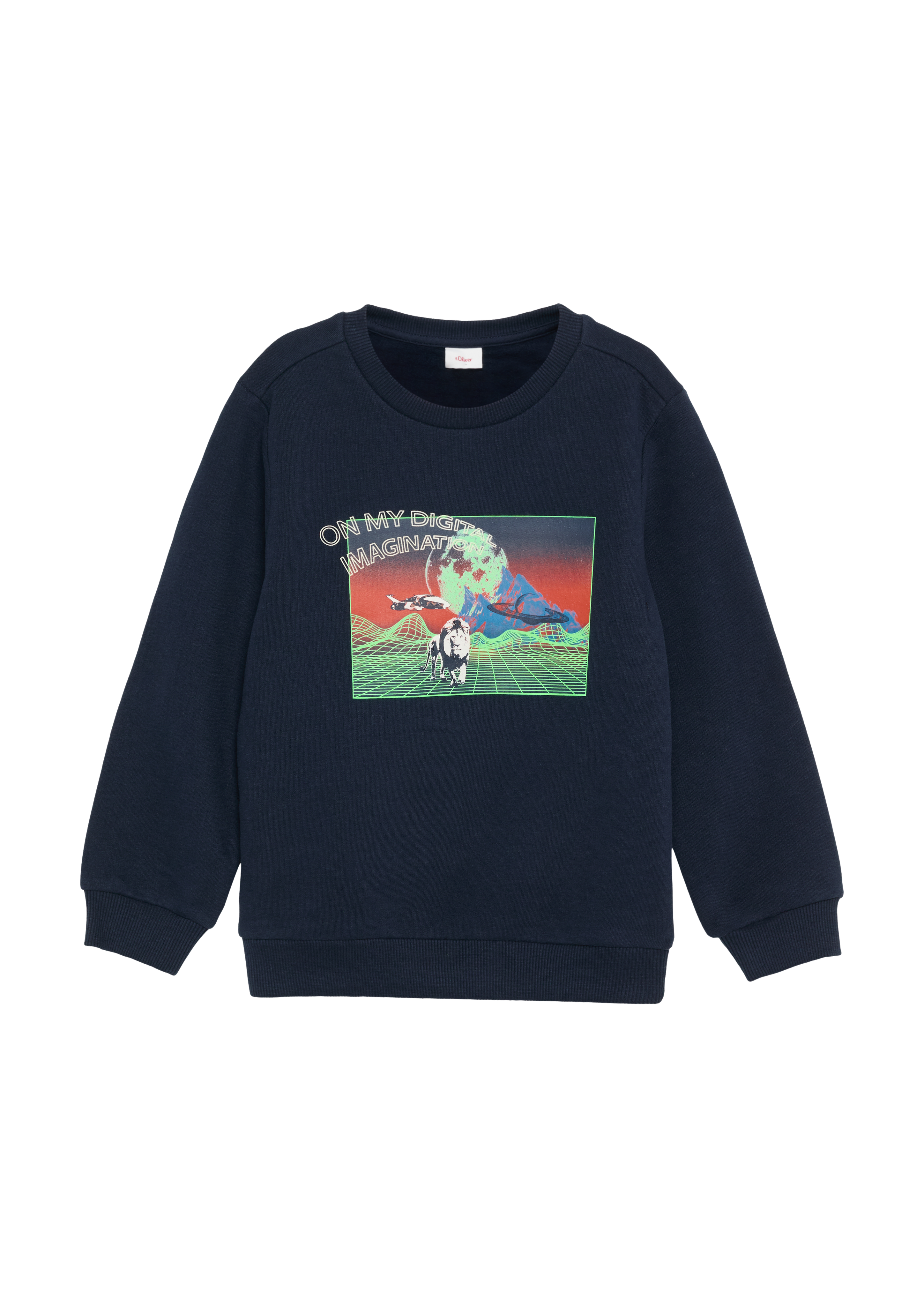 s.Oliver - Weiches Sweatshirt mit gummiertem Frontprint, Kinder, blau