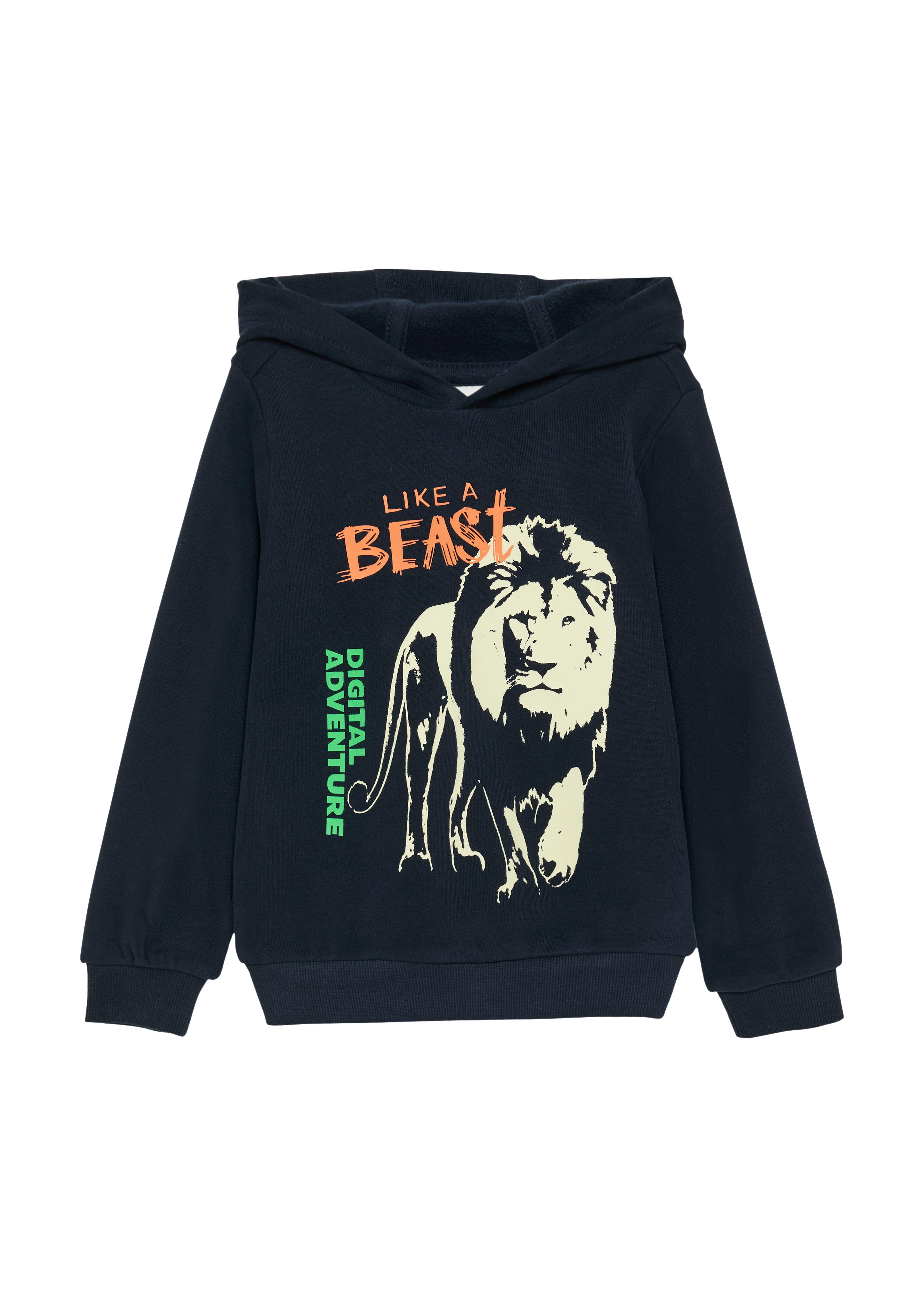 s.Oliver - Wärmendes Kapuzen-Sweatshirt mit Glow-in-the-dark-Print, Kinder, blau