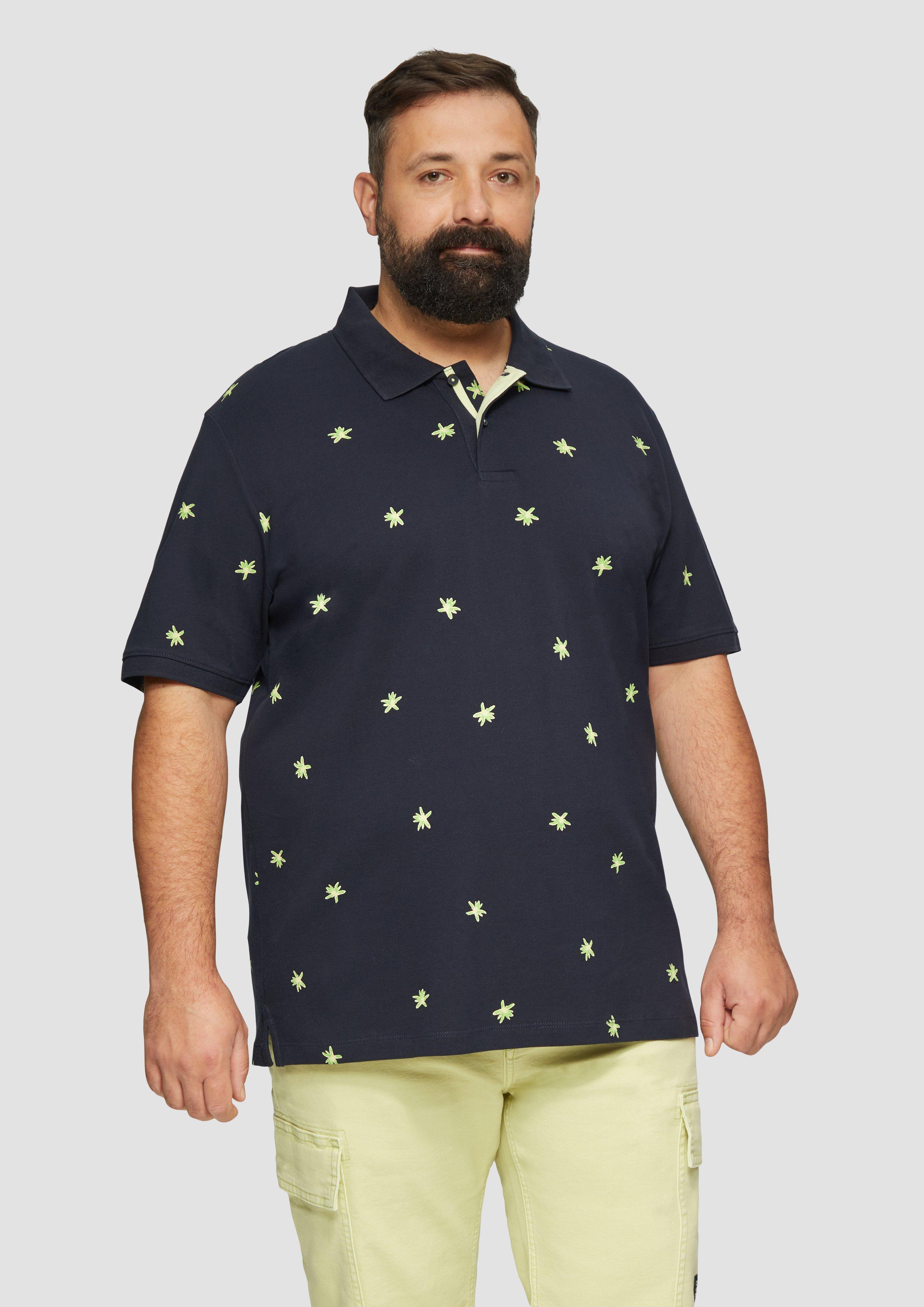 S.Oliver Poloshirt mit All-over-Print und Kontrast-Details