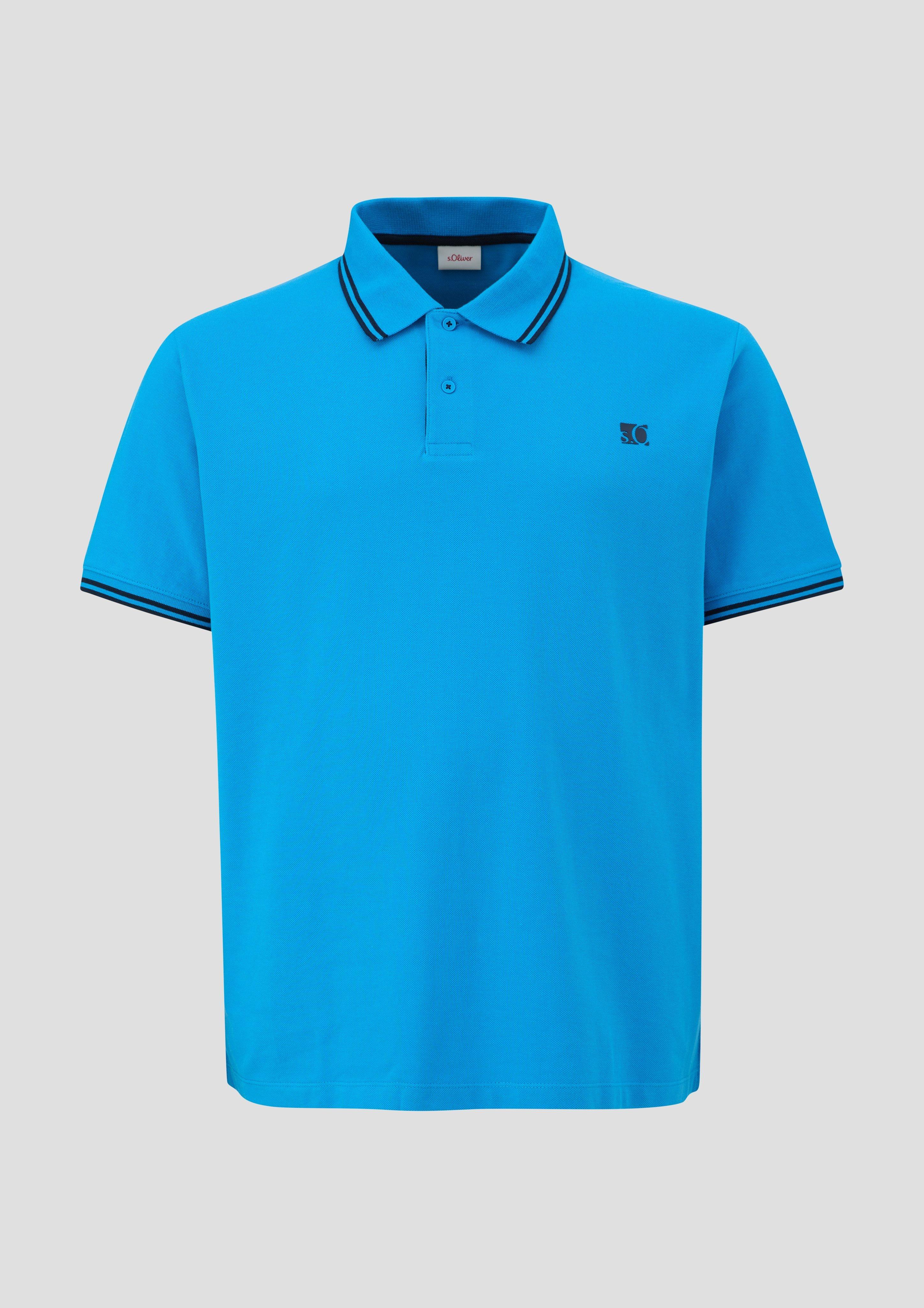 s.Oliver - Poloshirt aus Baumwolle mit Logo-Detail, Herren, blau