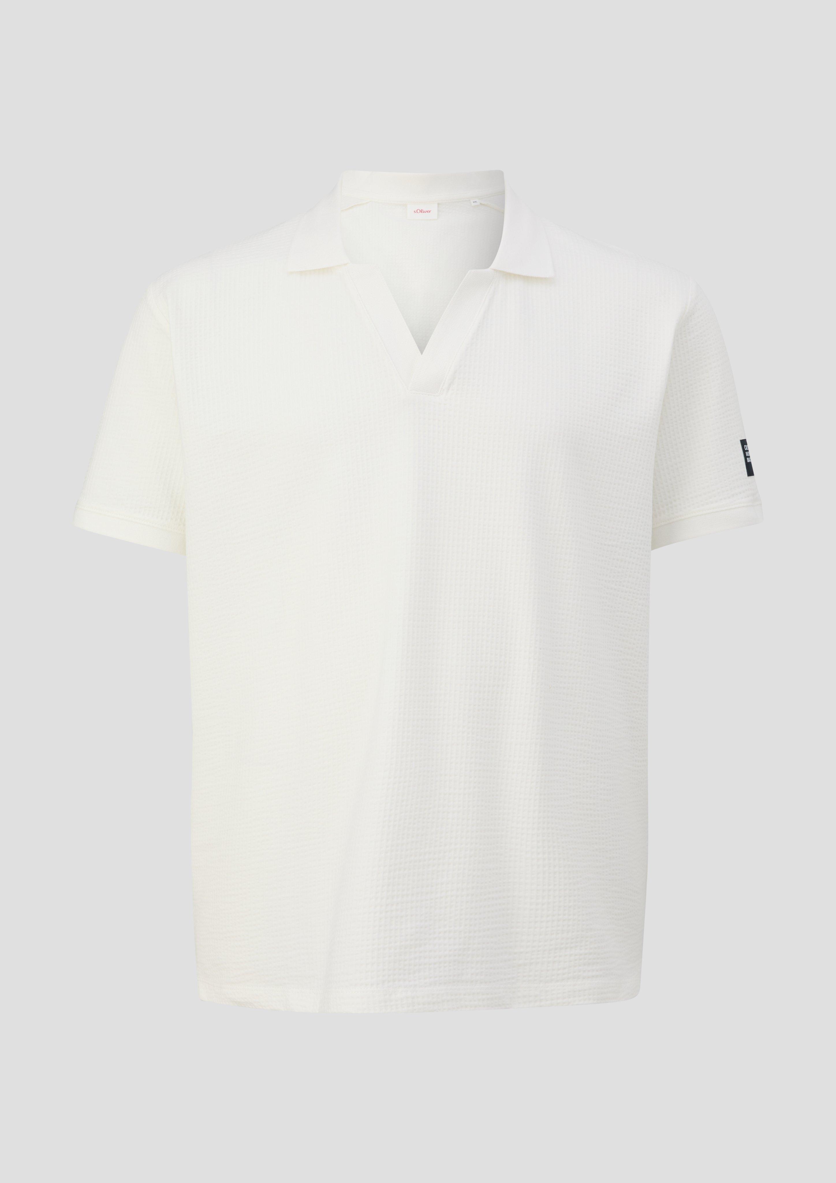 s.Oliver - Poloshirt aus Baumwollstretch mit Applikation, Herren, weiß