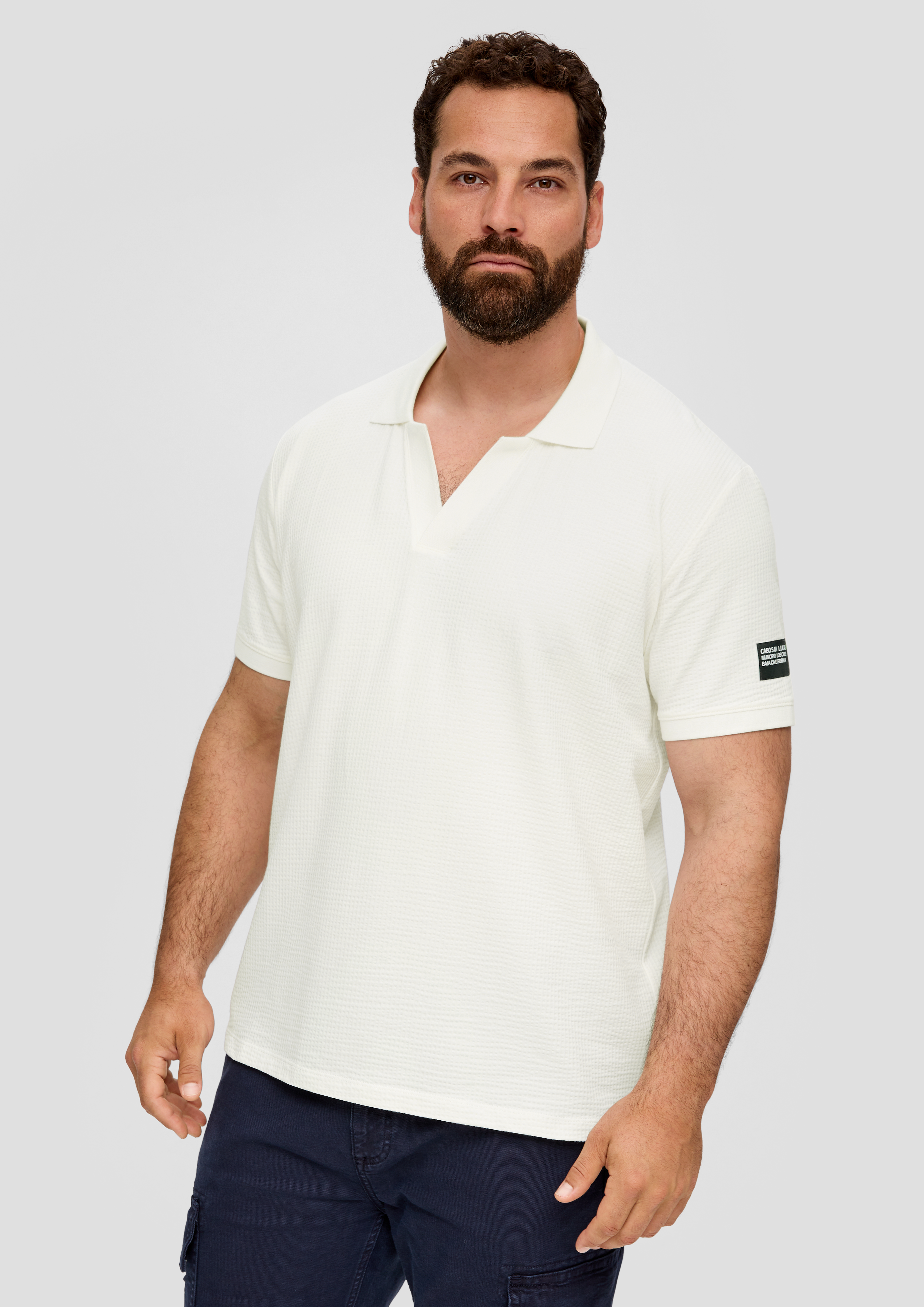 S.Oliver Poloshirt aus Baumwollstretch mit Applikation