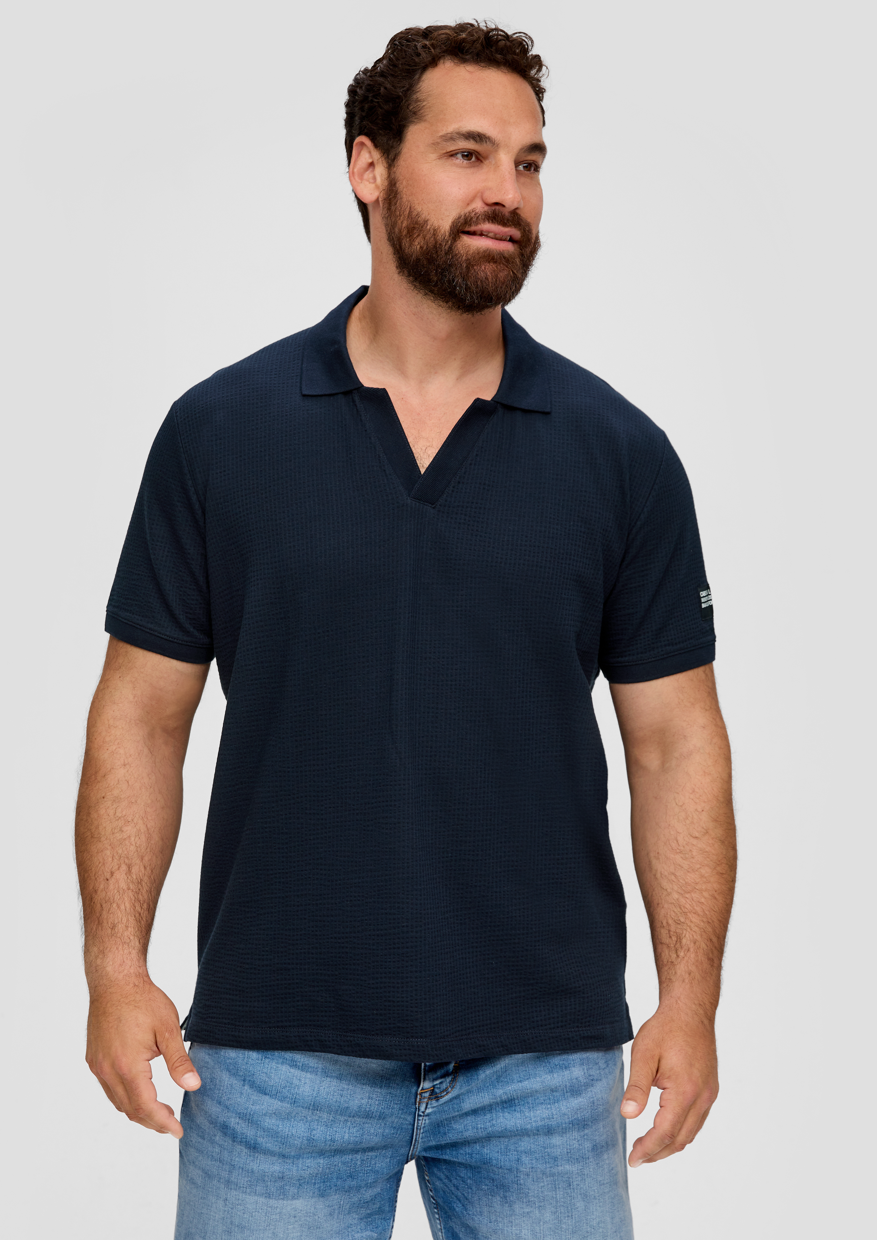 S.Oliver Poloshirt aus Baumwollstretch mit Applikation