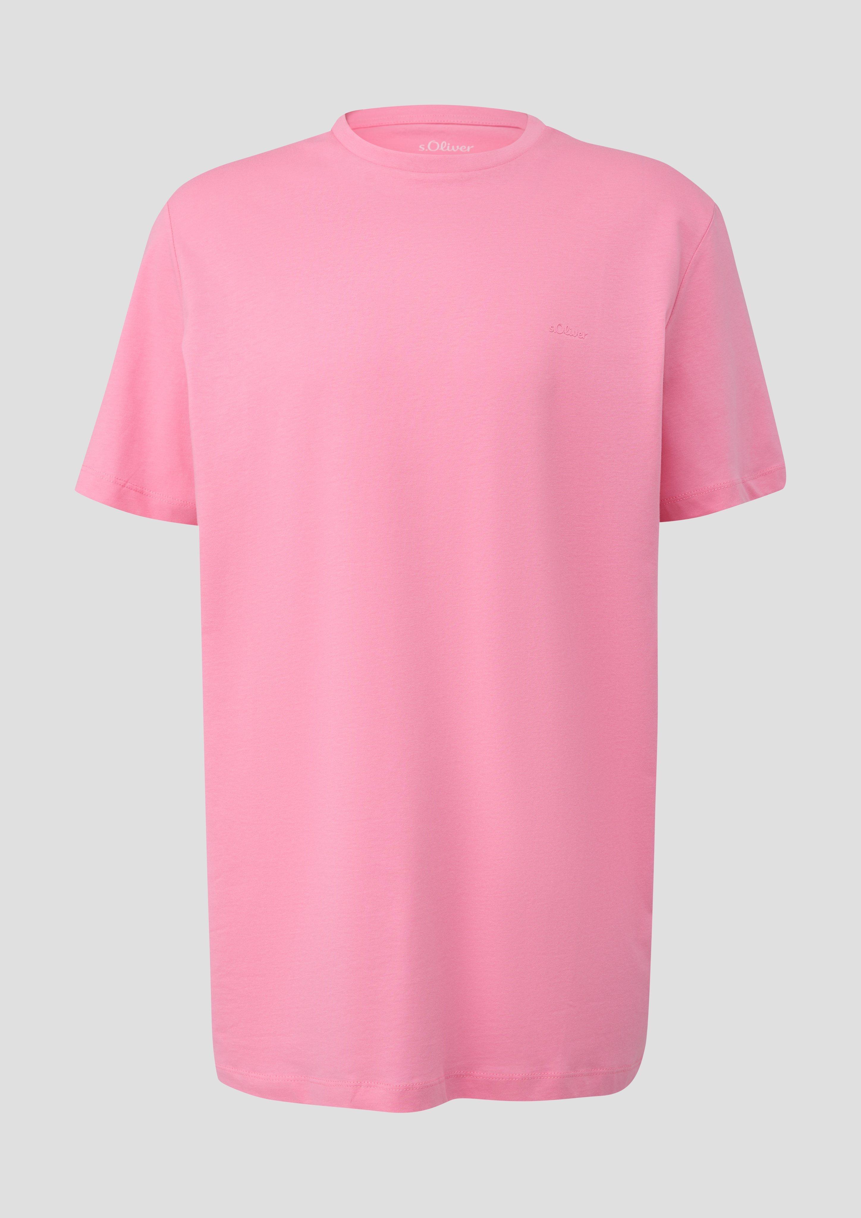 s.Oliver - T-Shirt mit kleinem Logo-Print, Herren, Rosa