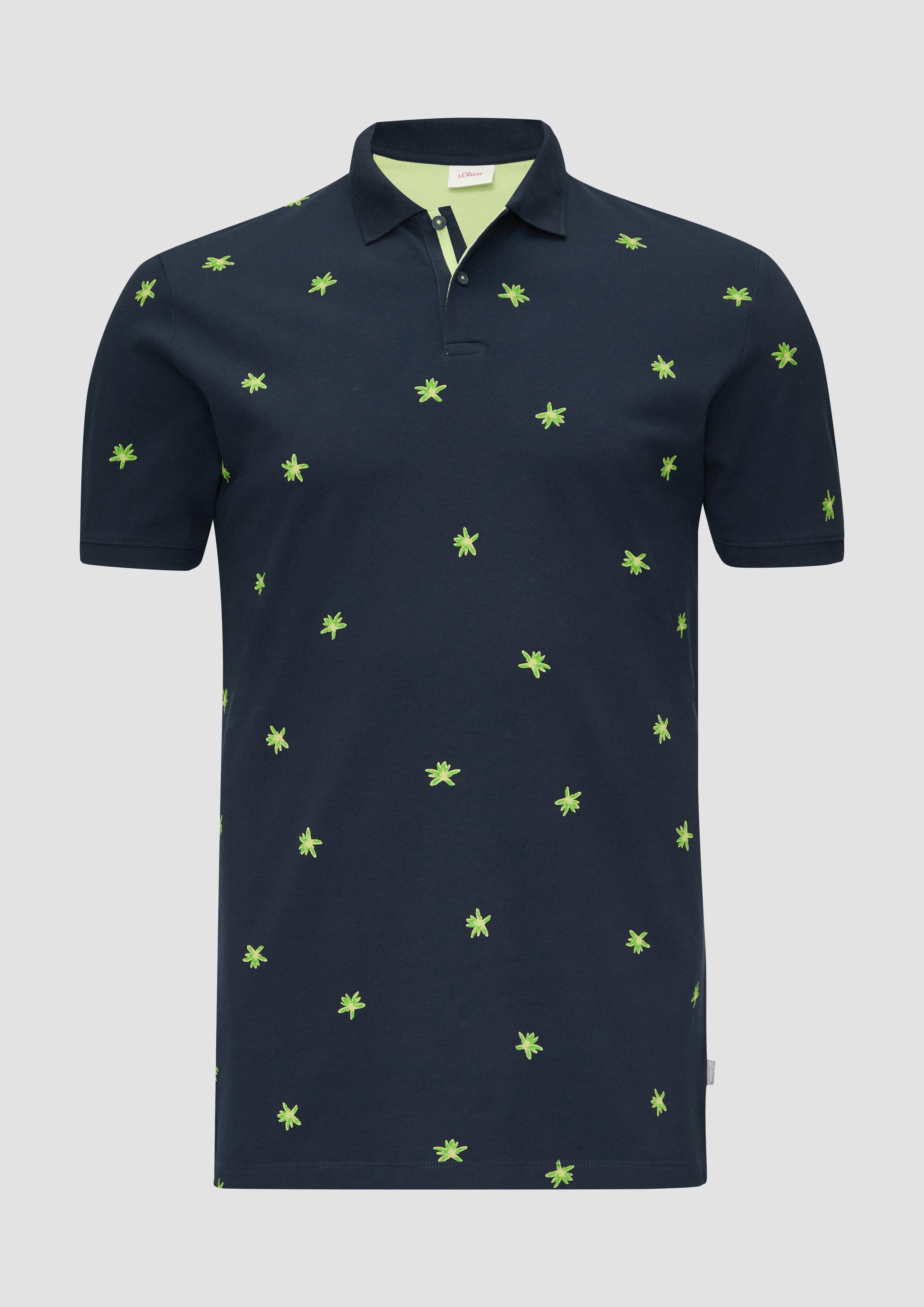 s.Oliver - Poloshirt mit All-over-Print, Herren, blau