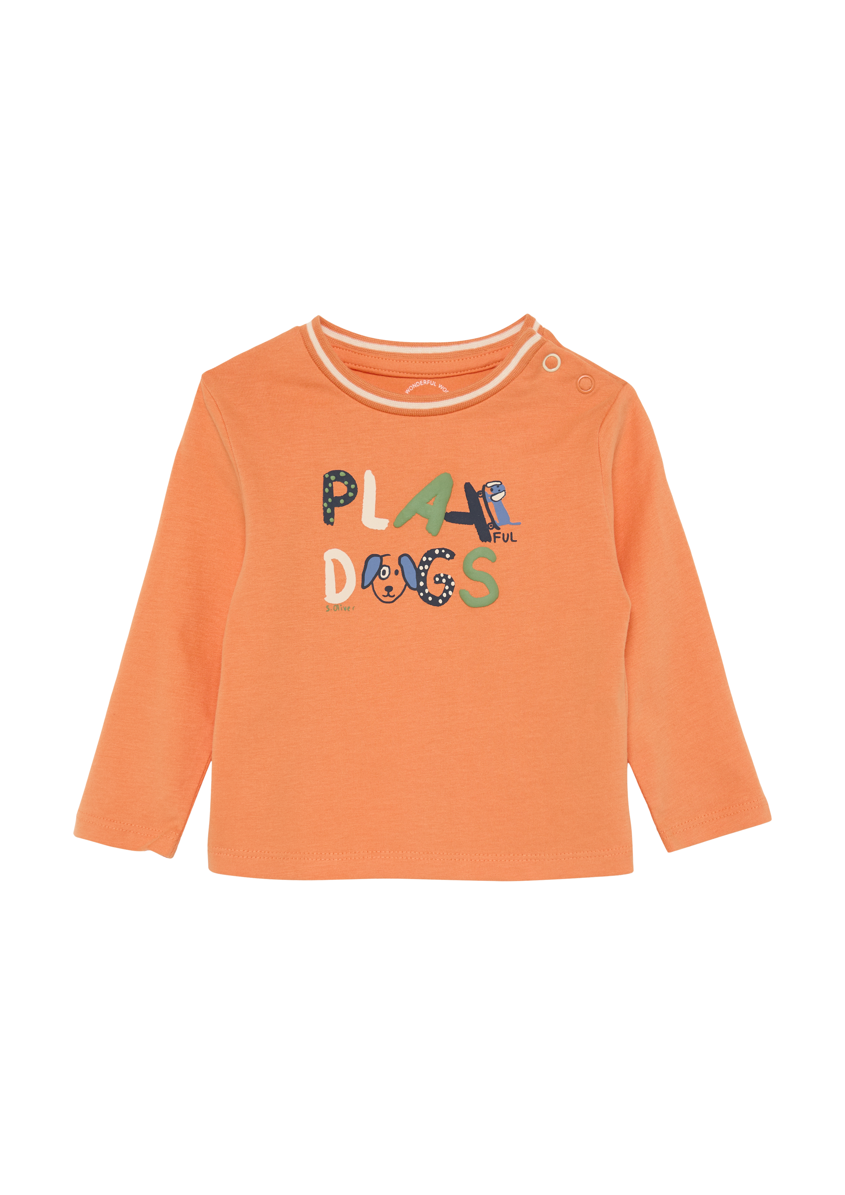 s.Oliver - Longsleeve mit Frontprint und Kontrastdetails, Babys, Orange