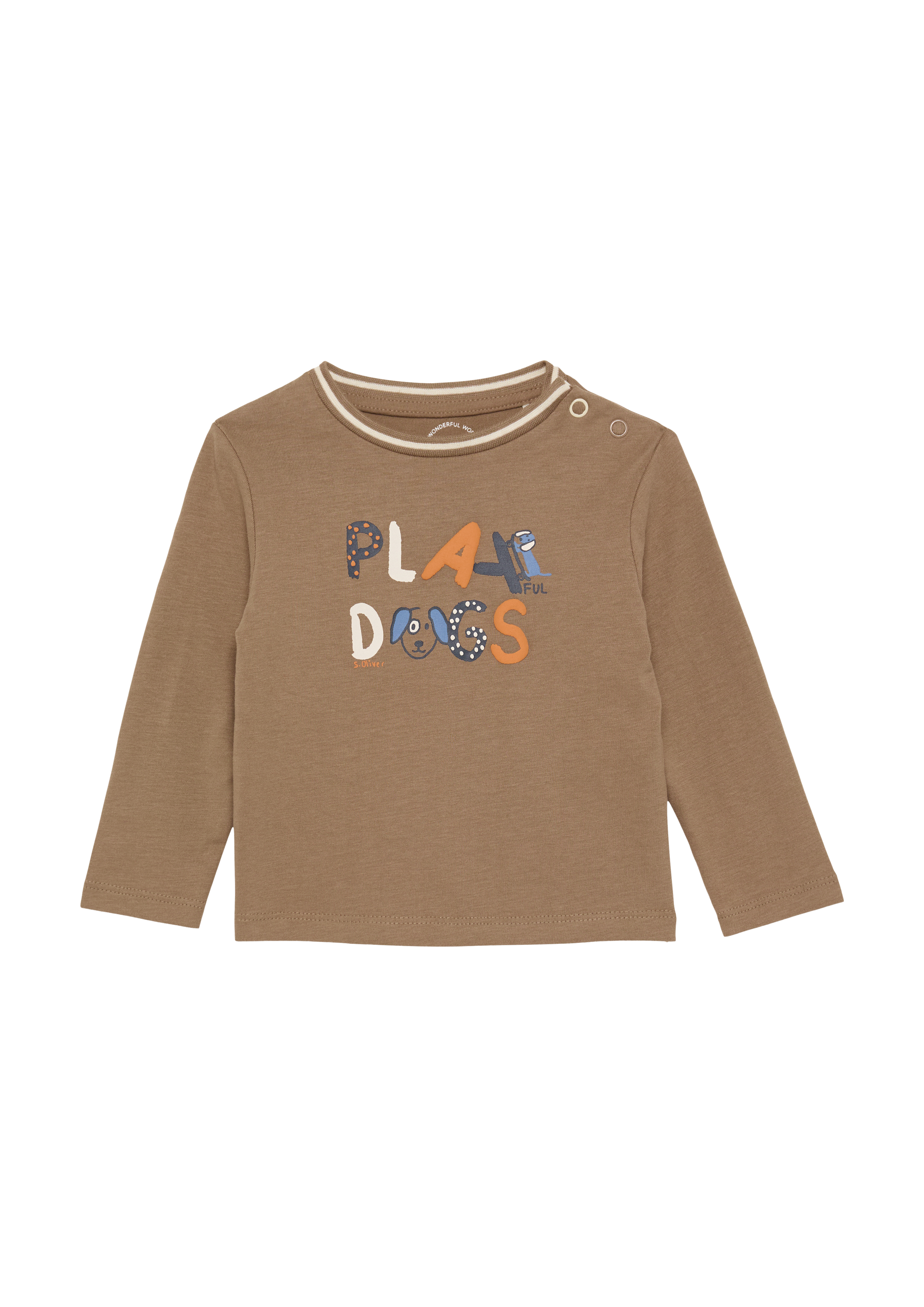 s.Oliver - Longsleeve mit Frontprint und Kontrastdetails, Babys, braun