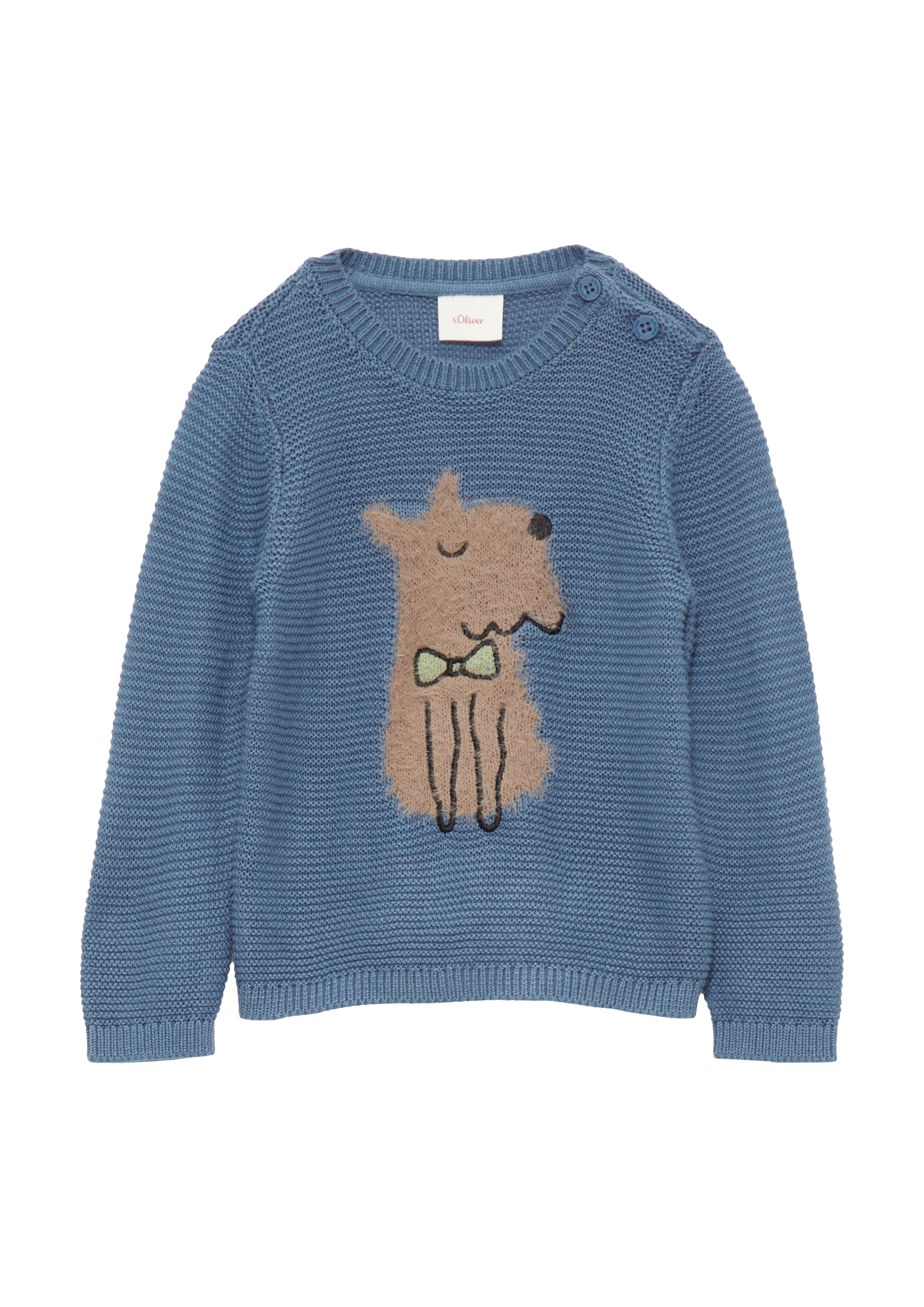 s.Oliver - Strickpullover mit flauschigem Hundemotiv, Babys, blau