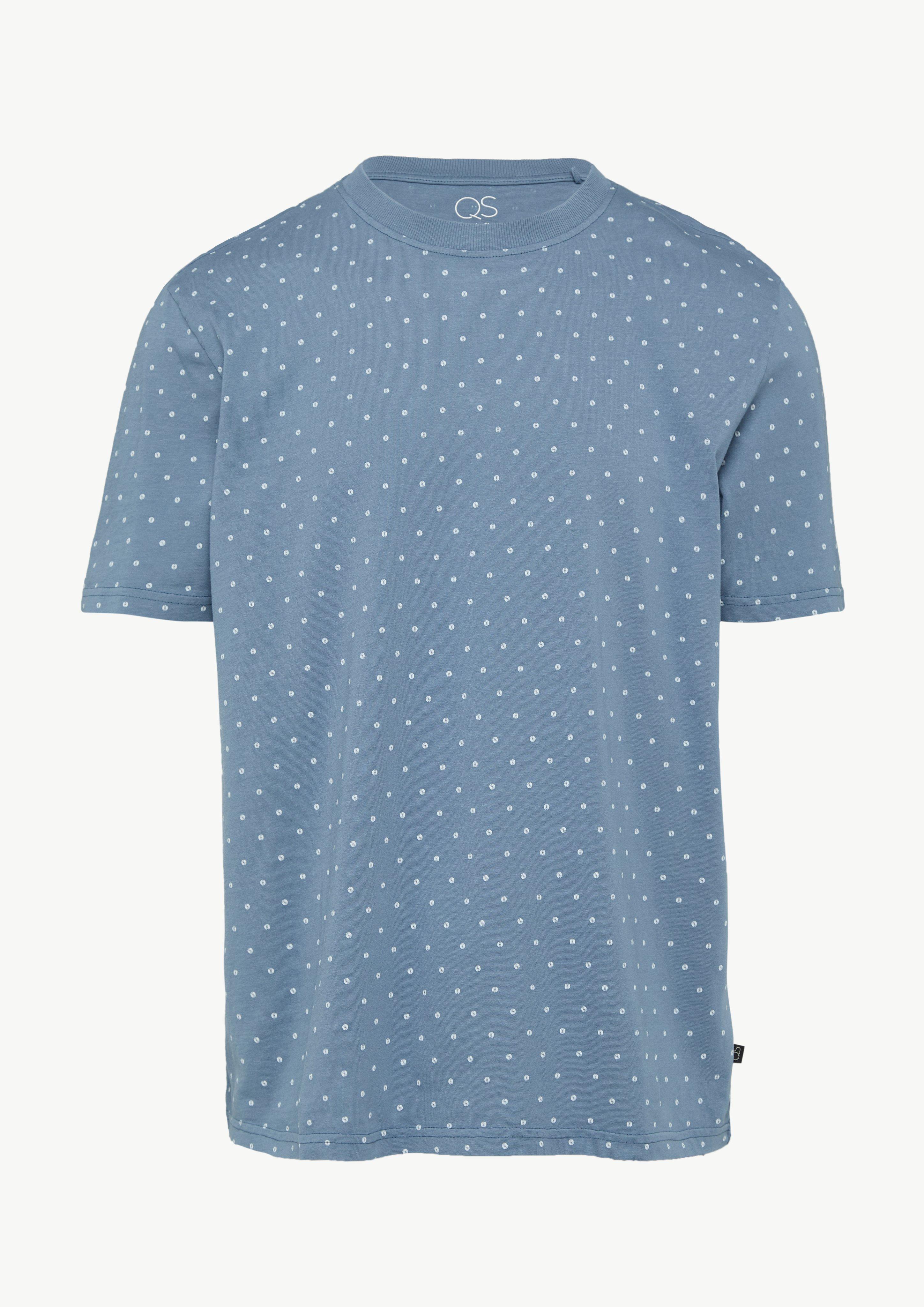 QS - Gewaschenes T-Shirt mit All-over-Print, Herren, blau