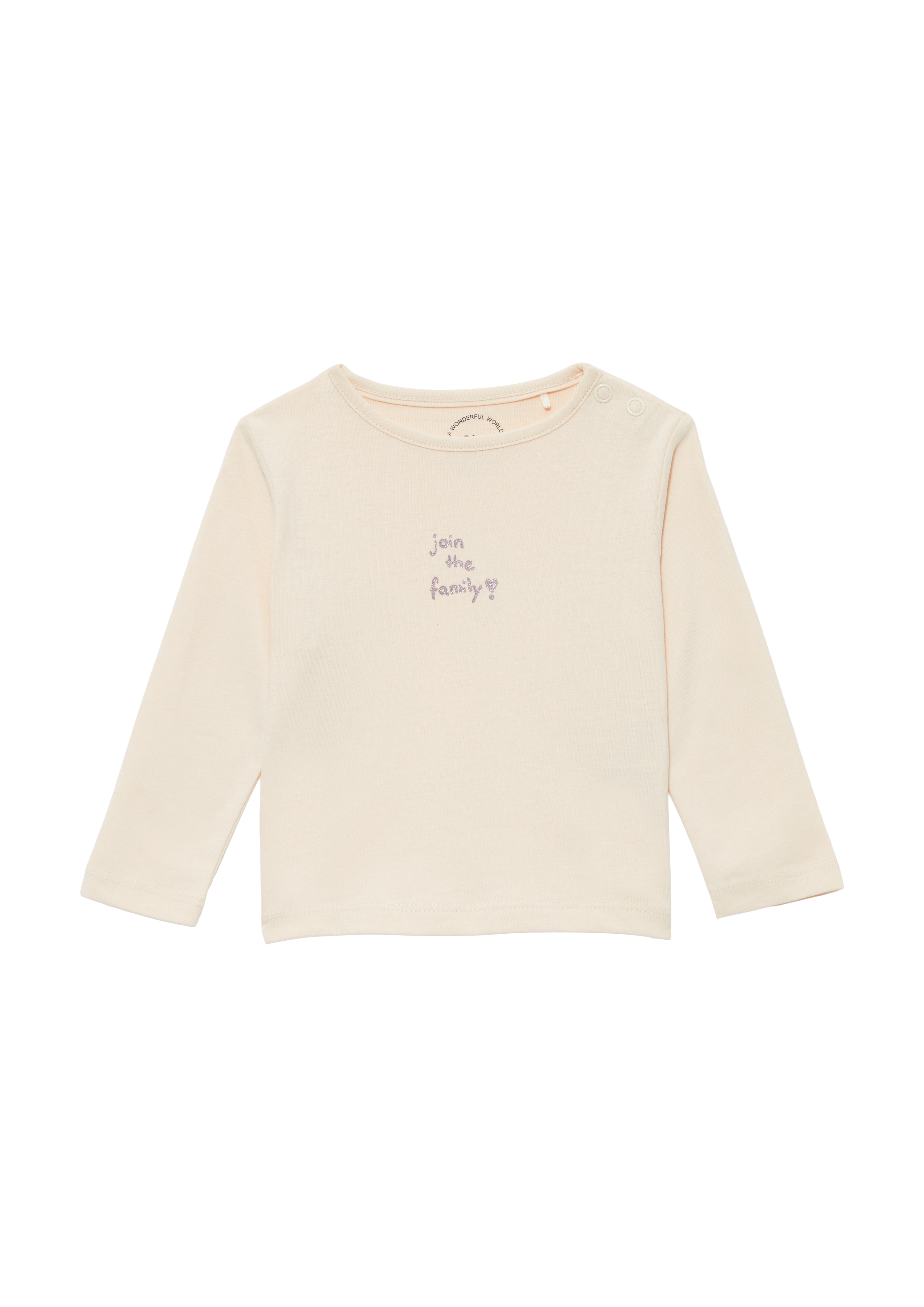 s.Oliver - Langarmshirt aus Baumwolljersey mit Glitzerprint, Babys, Beige