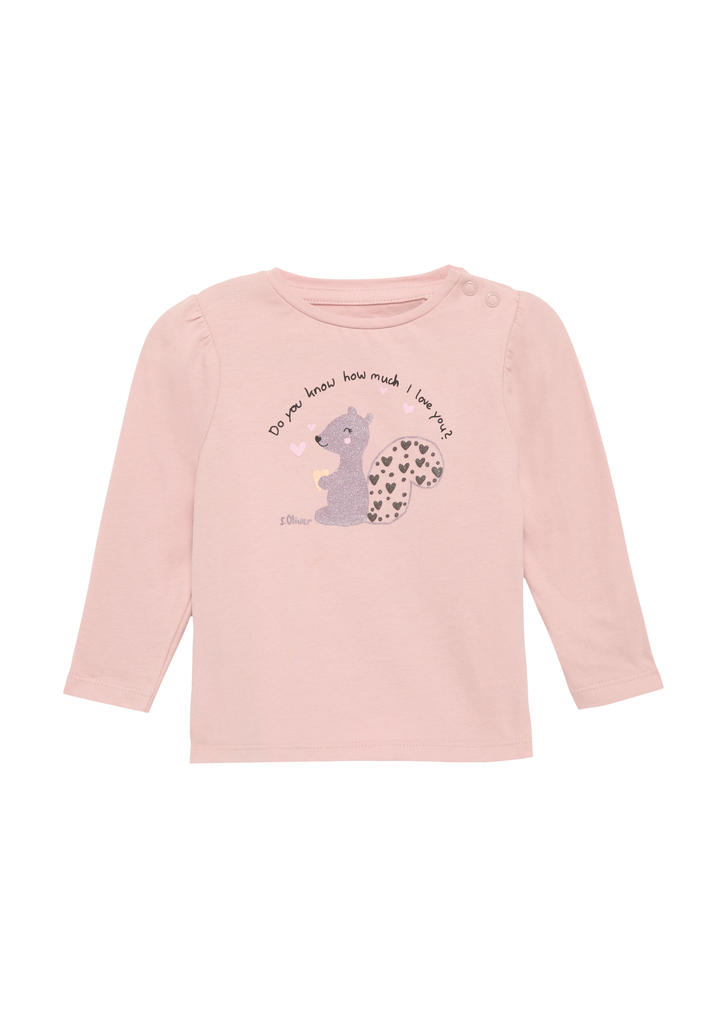 s.Oliver - Langarmshirt mit Glitzer-Print, Babys, Rosa