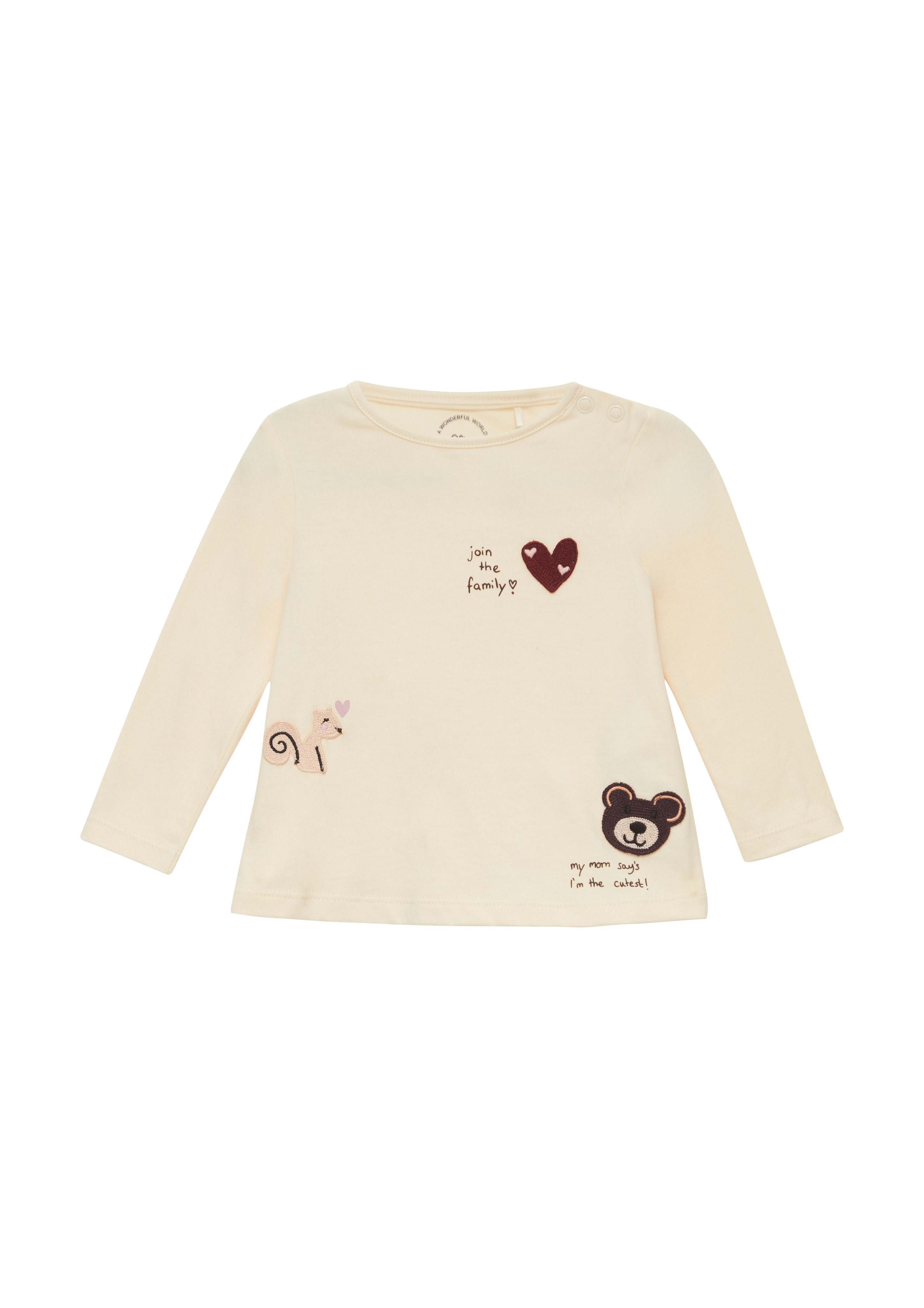 Thumbnail - s.Oliver - Baumwollshirt mit Häkel-Patches, Babys, Beige