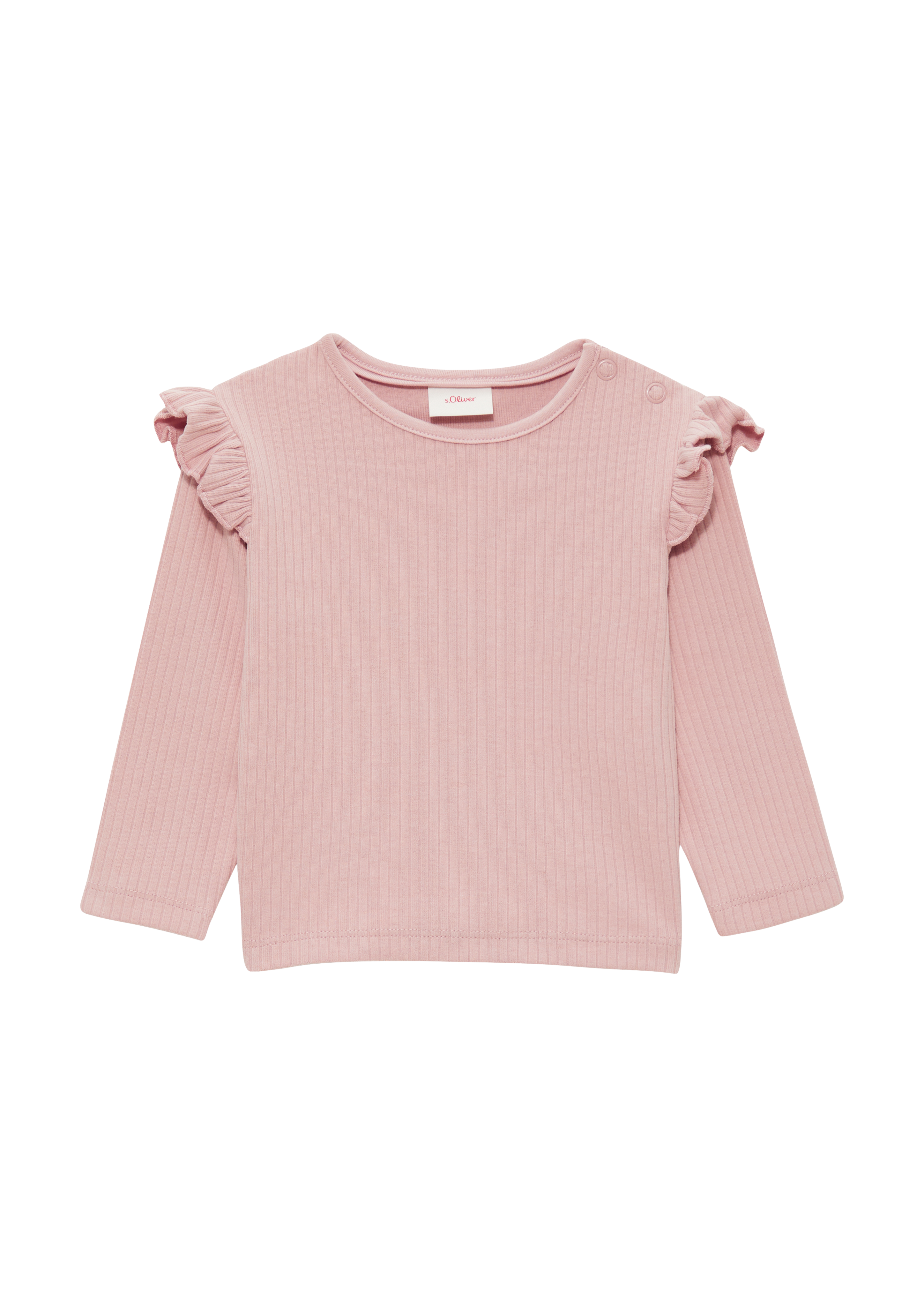 s.Oliver - Longsleeve mit Rippstruktur und Rüschen, Babys, Rosa