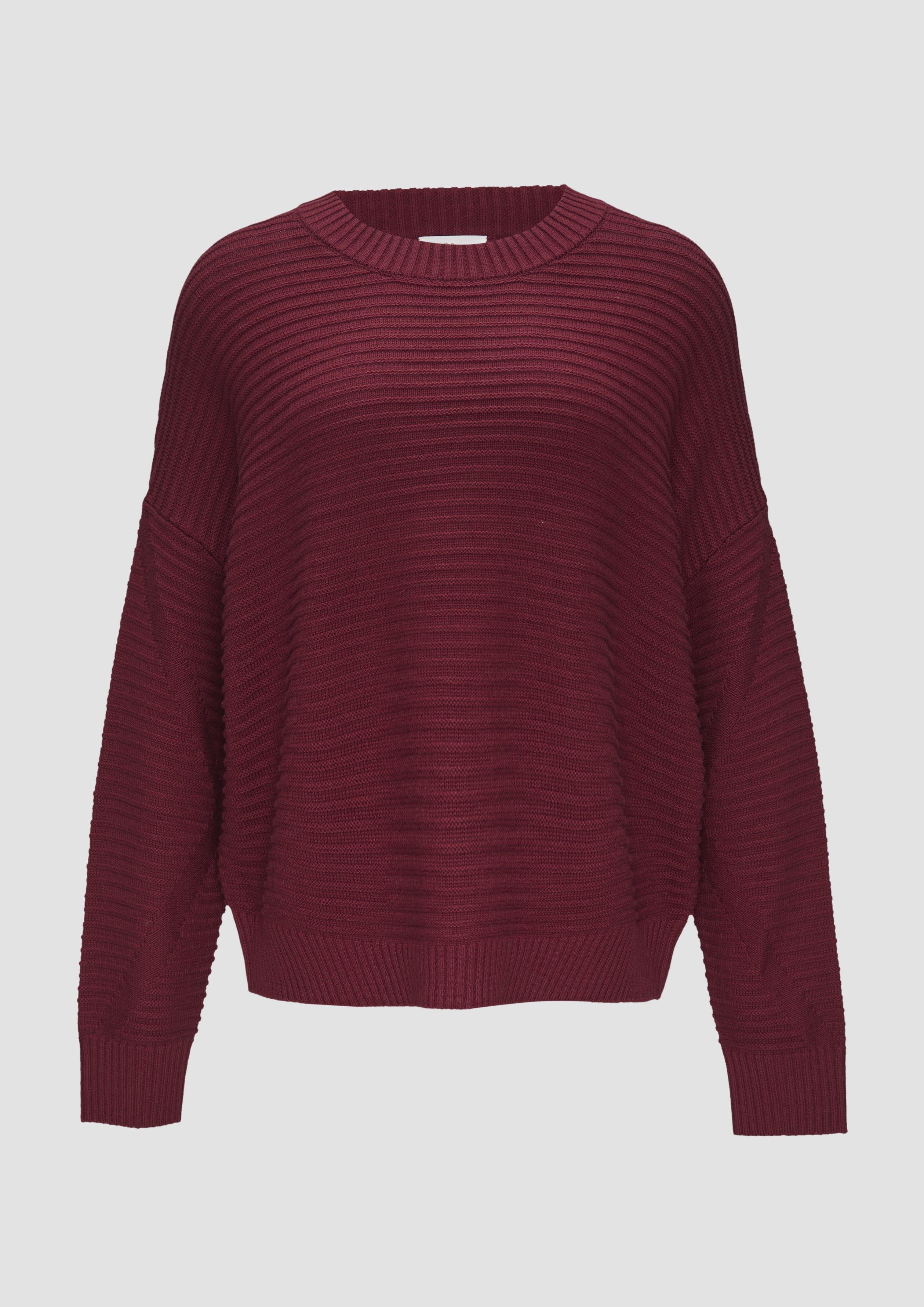 s.Oliver - Oversized Strickpullover mit Ottoman-Struktur, Damen, rot