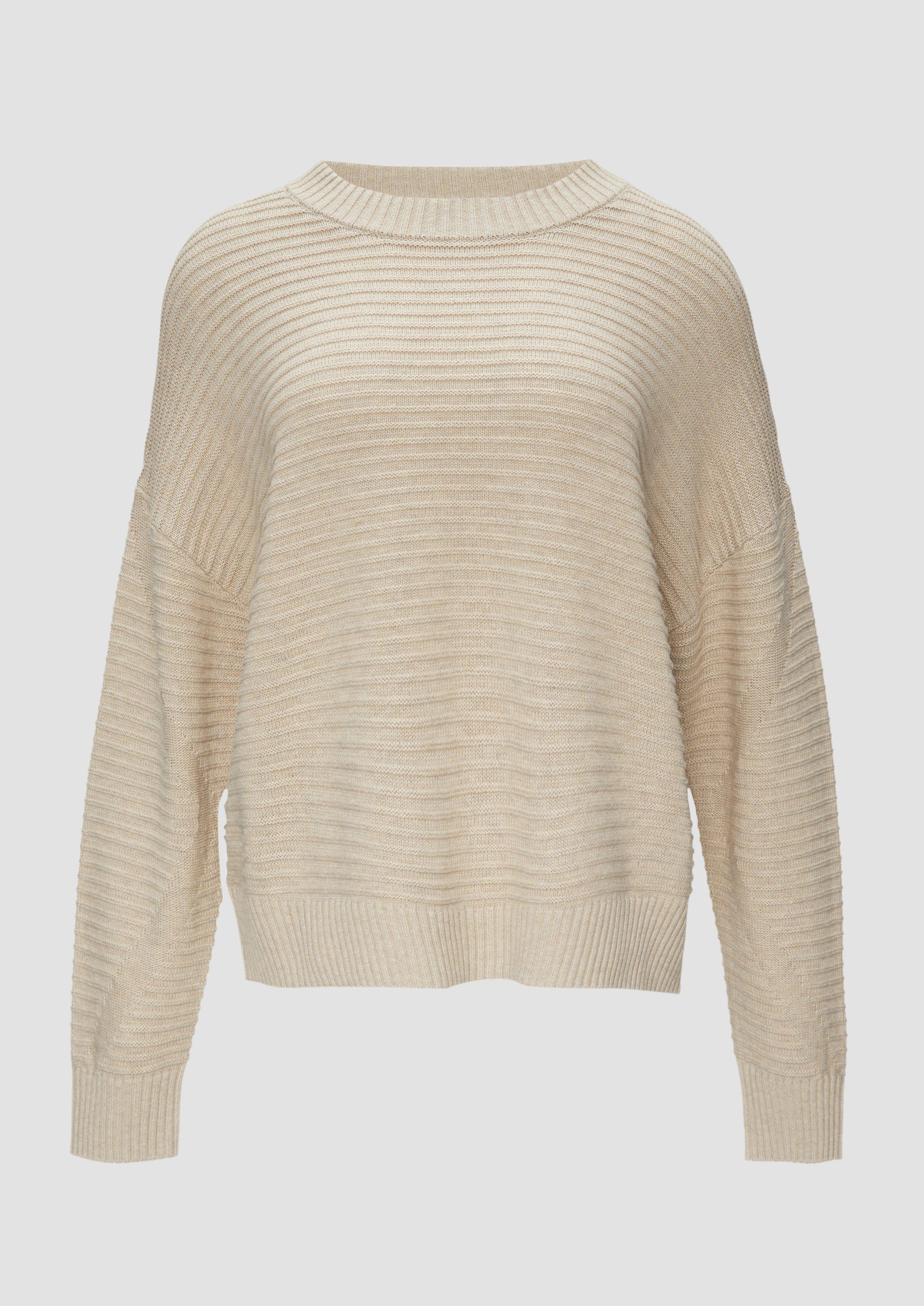 s.Oliver - Oversized Strickpullover mit Ottoman-Struktur, Damen, Beige