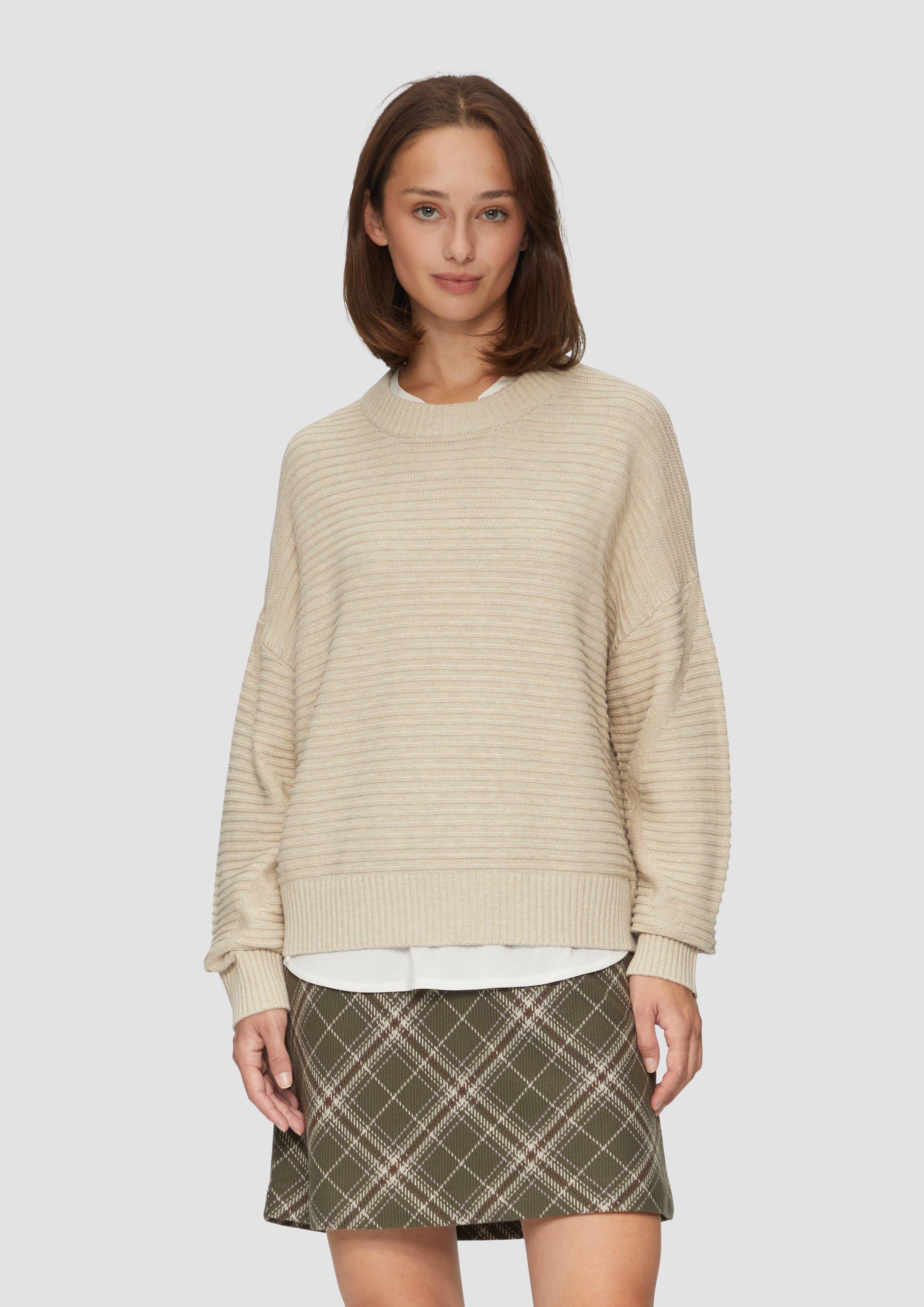 S.Oliver Oversized Strickpullover mit Ottoman-Struktur